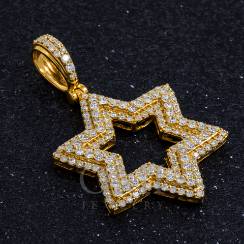 14K GOLD DIAMOND STAR OF DAVID PENDANT 1.85 CT