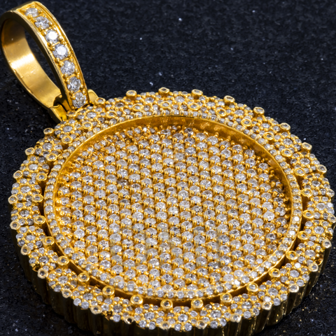 14K GOLD ROUND DIAMOND CIRCLE PENDANT 4.72 CT