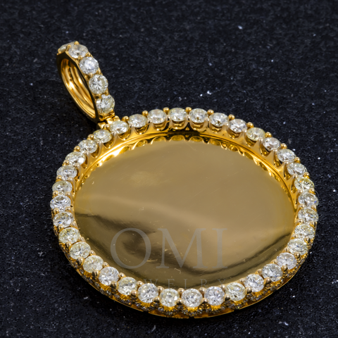 10K GOLD ROUND DIAMOND CIRCLE PICTURE PENDANT 3.40 CT