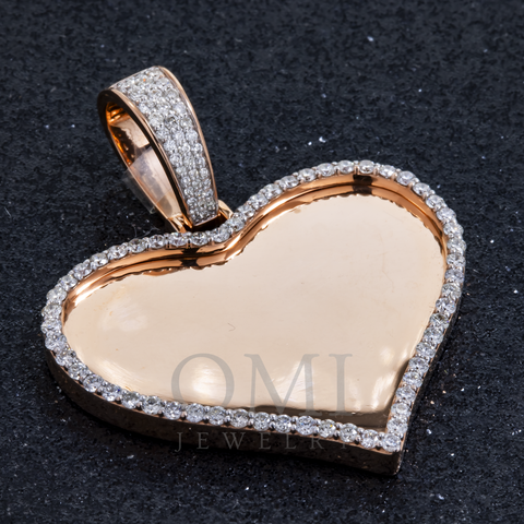 10K GOLD ROUND DIAMOND HEART PICTURE PENDANT 1.35 CT