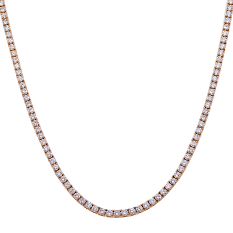 14K GOLD ROUND DIAMOND TENNIS CHAIN 13.27 CT