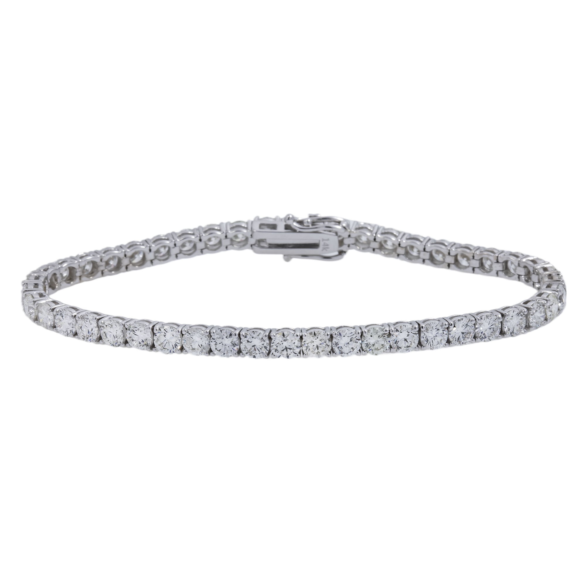 14K GOLD ROUND DIAMONDS TENNIS BRACELET 5.5 CT