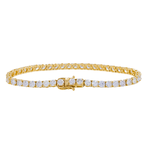 14K GOLD ROUND DIAMONDS TENNIS BRACELET 10.52 CT