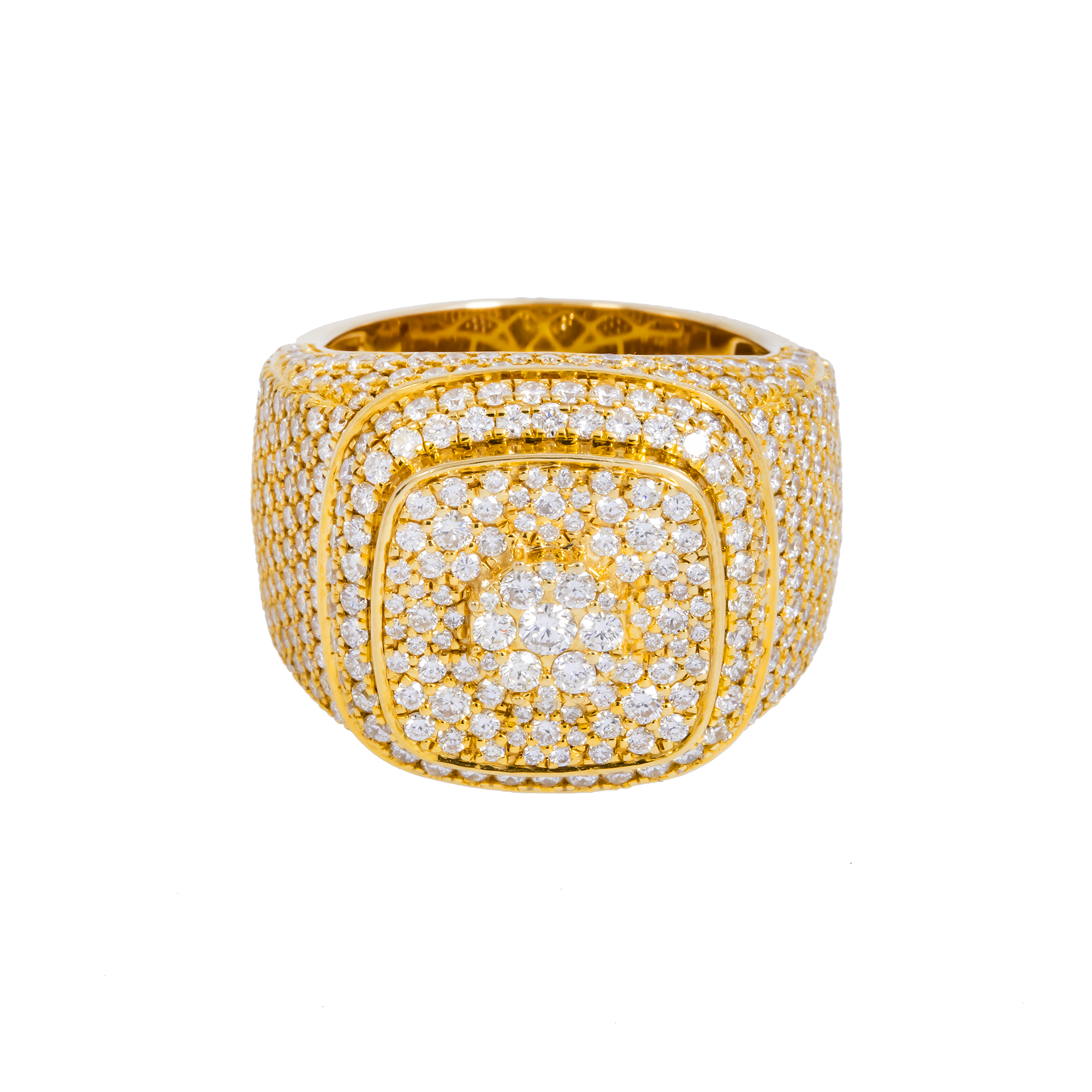 10K GOLD ROUND DIAMOND 3D STATEMENT RING 4.64 CT