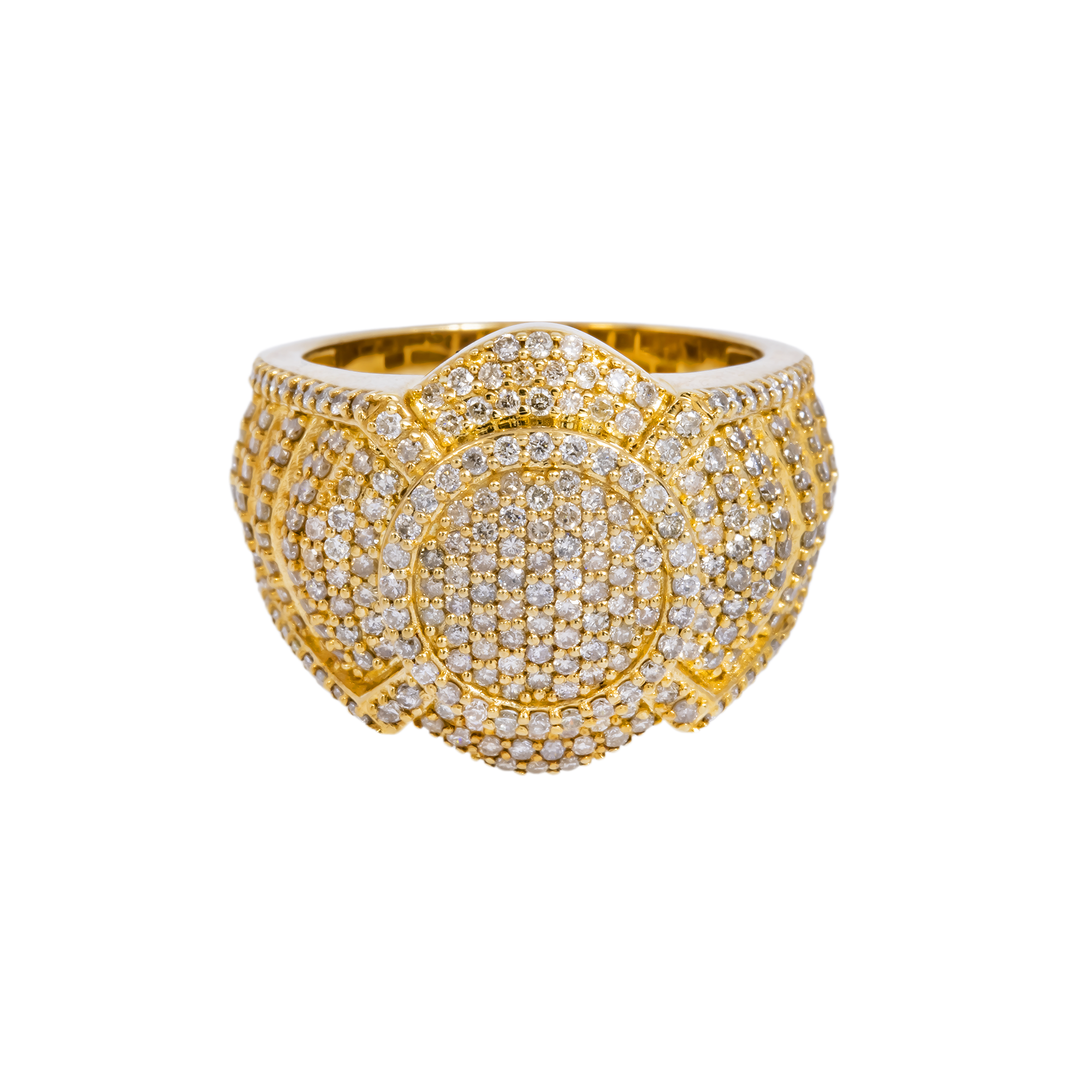 10K GOLD ROUND DIAMOND 3D STATEMENT RING 2.40 CT