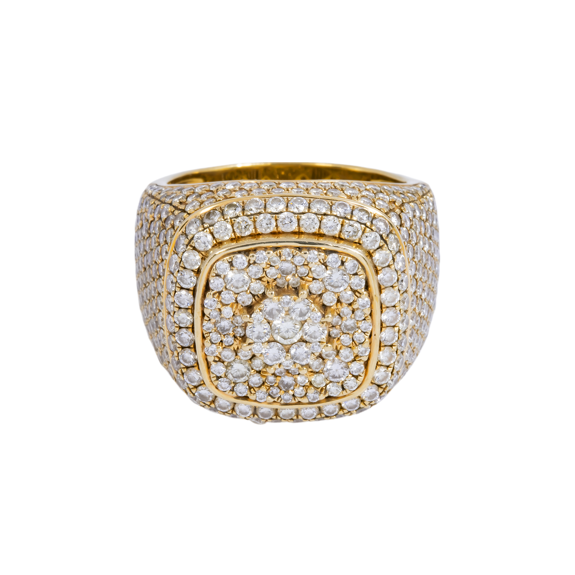 10K GOLD ROUND FLOWER CLUSTER DIAMOND STATEMENT RING 5.51 CT