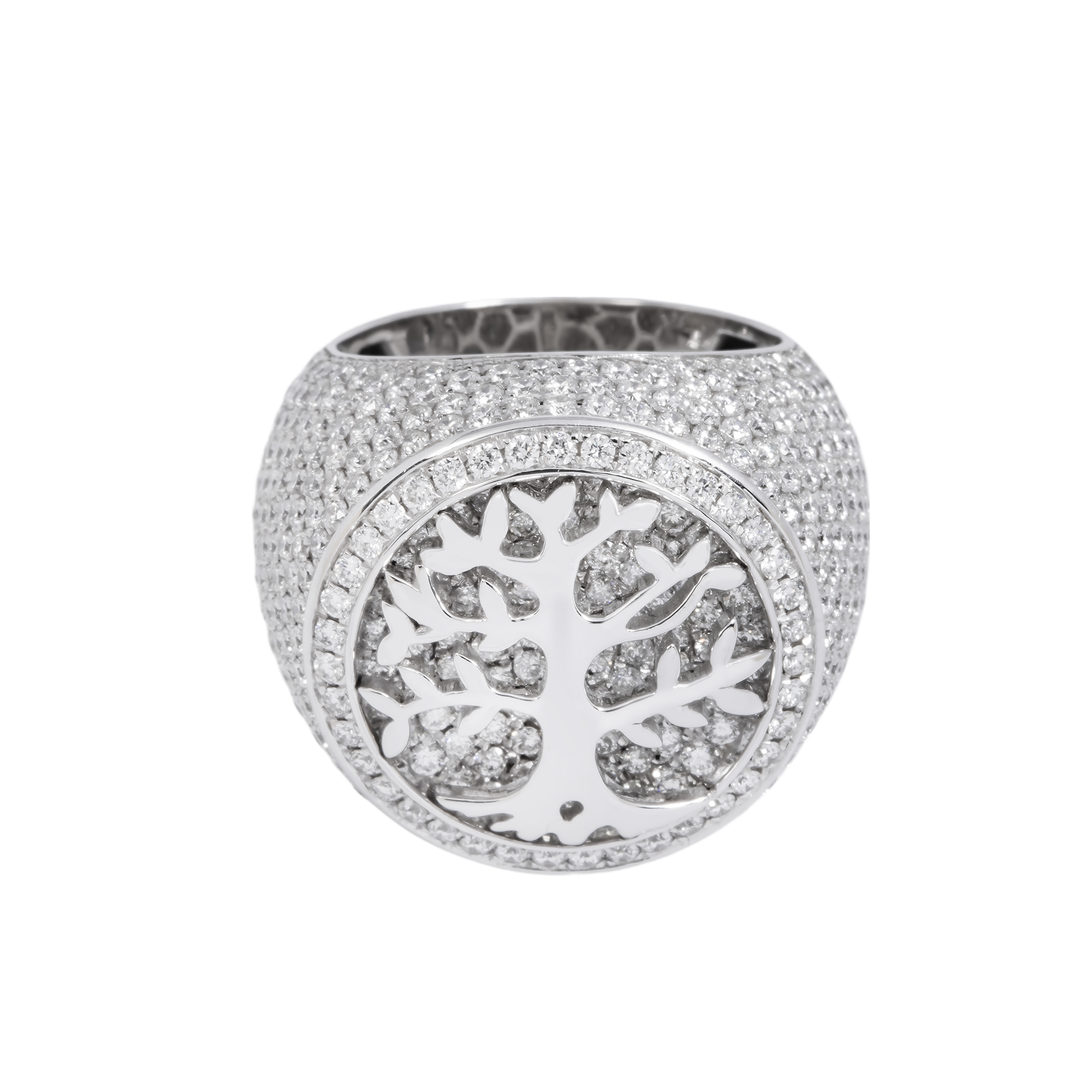 14K GOLD DIAMOND TREE OF LIFE RING STATEMENT RING WITH 6.13 CT DIAMONDS