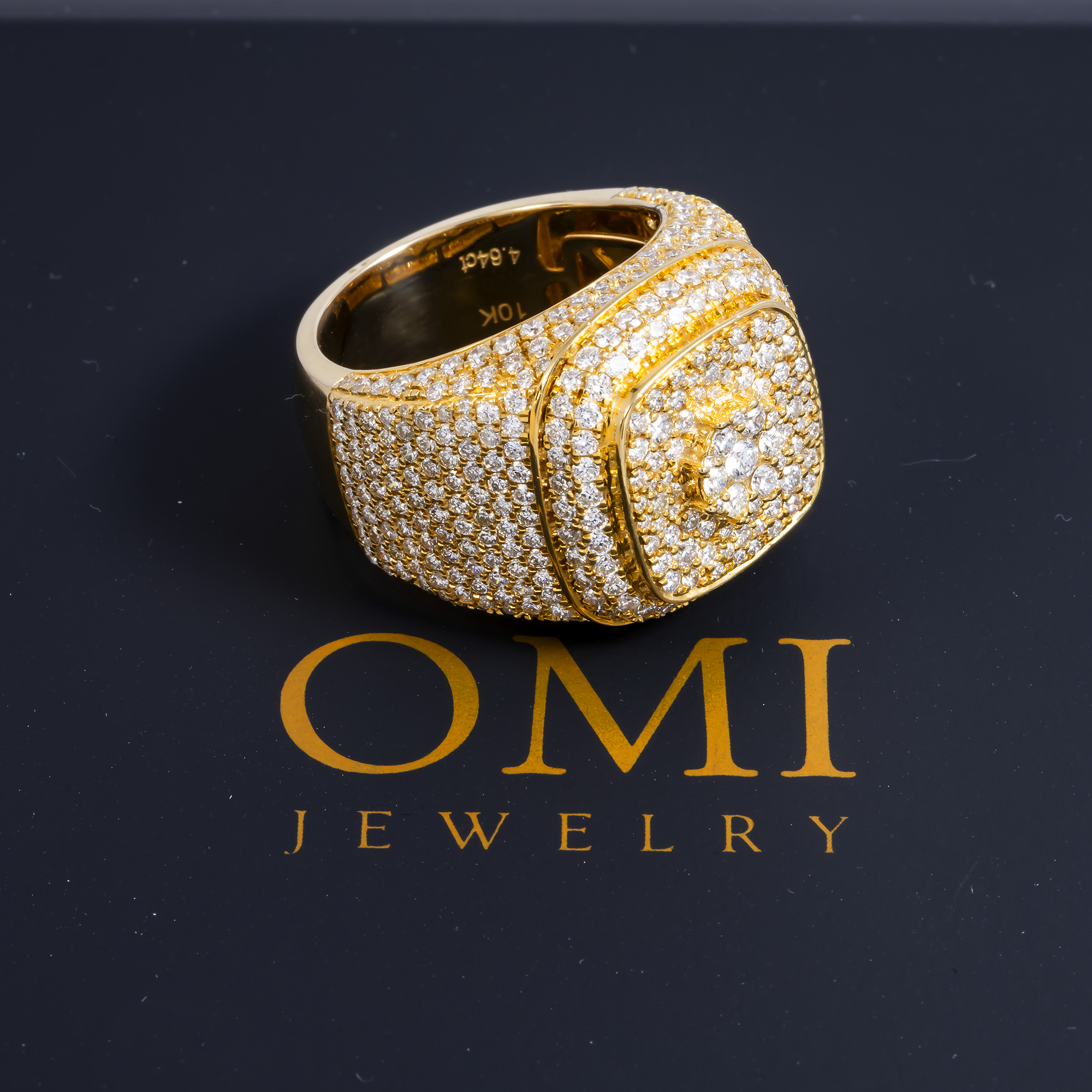 10K GOLD ROUND DIAMOND 3D STATEMENT RING 4.64 CT