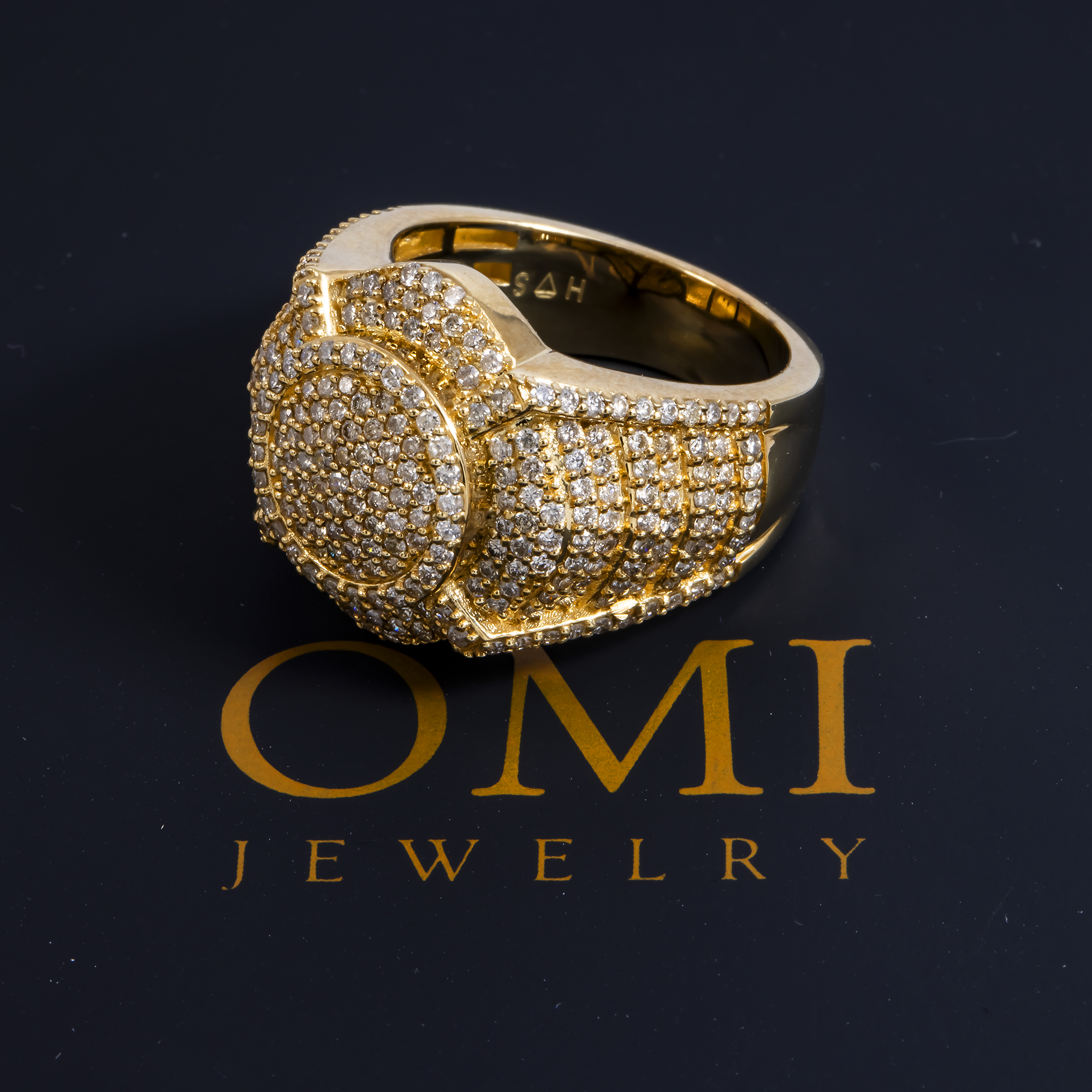 10K GOLD ROUND DIAMOND 3D STATEMENT RING 2.40 CT