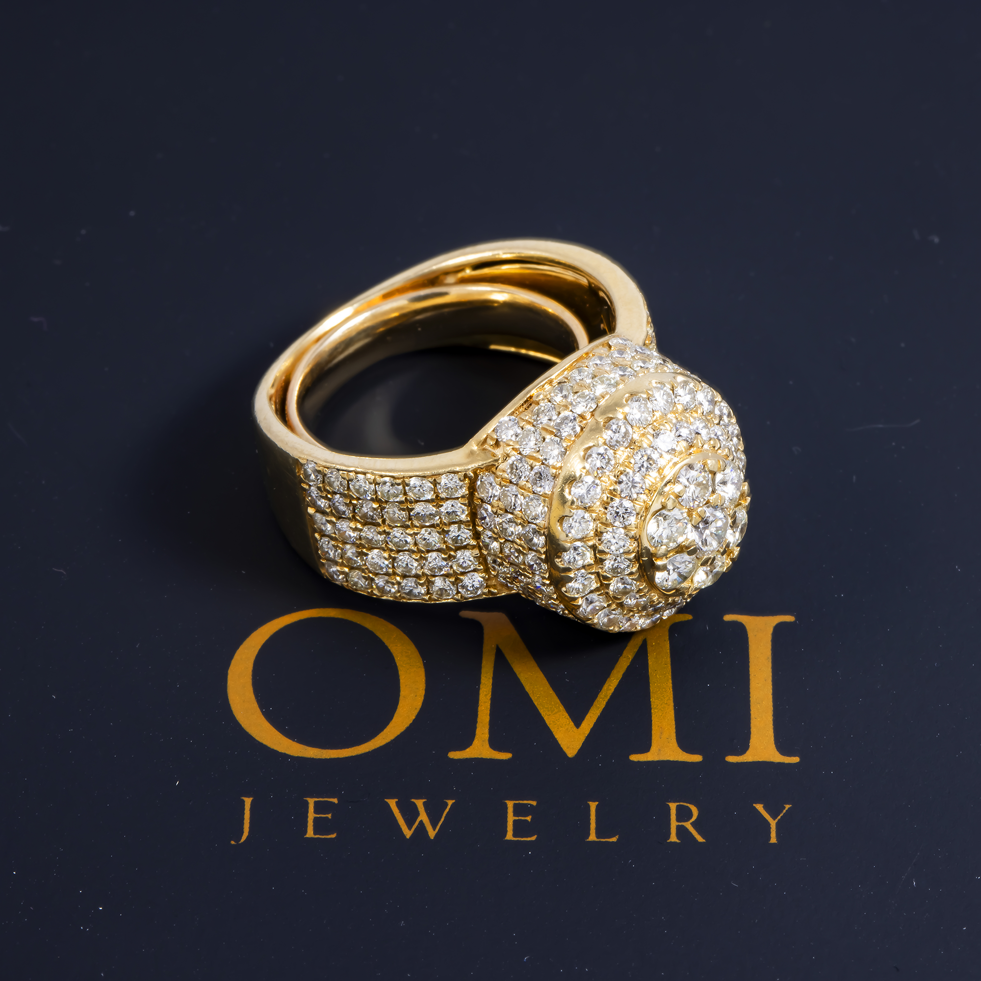 10K GOLD ROUND DIAMOND 3D STATEMENT PINKY RING 3.56 CT