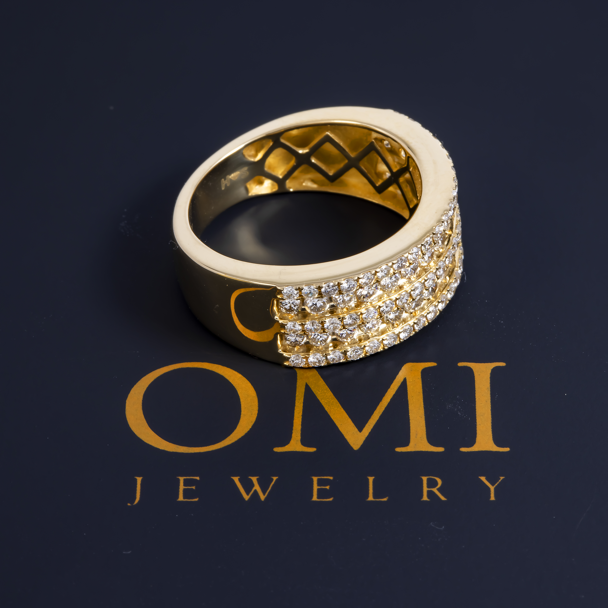 14K GOLD ROUND DIAMOND CLUSTER BAND STATEMENT RING 2.00 CT