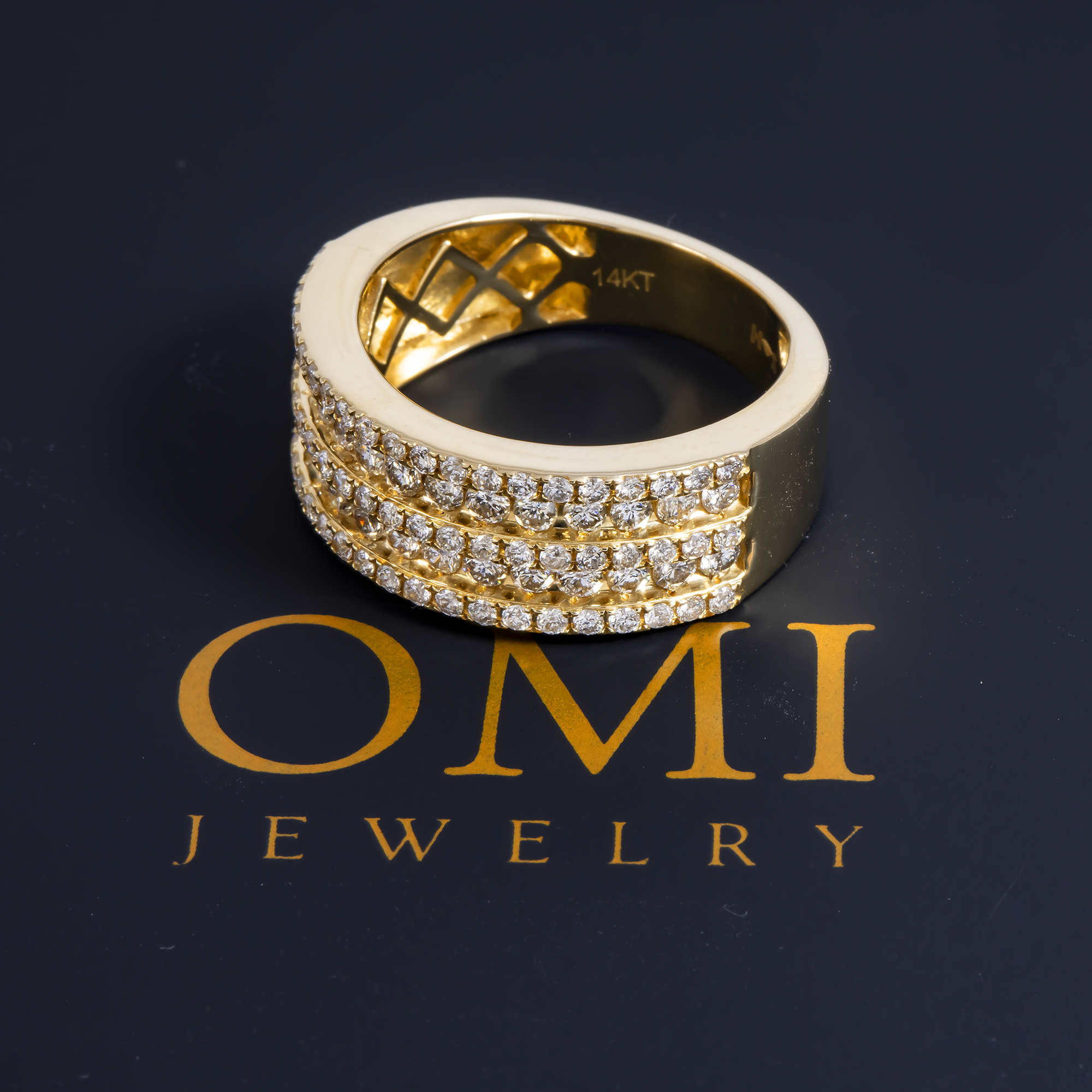 14K GOLD ROUND DIAMOND CLUSTER BAND STATEMENT RING 2.00 CT