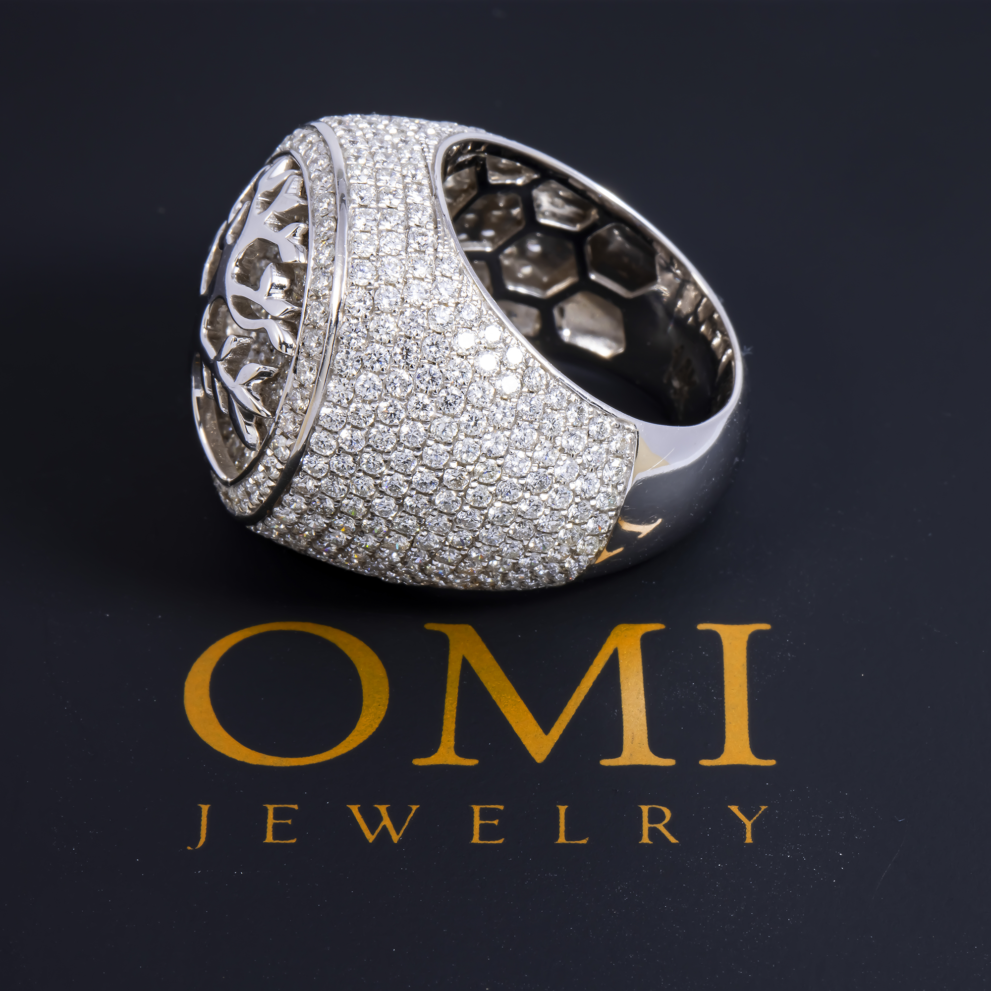 14K GOLD DIAMOND TREE OF LIFE RING STATEMENT RING WITH 6.13 CT DIAMONDS