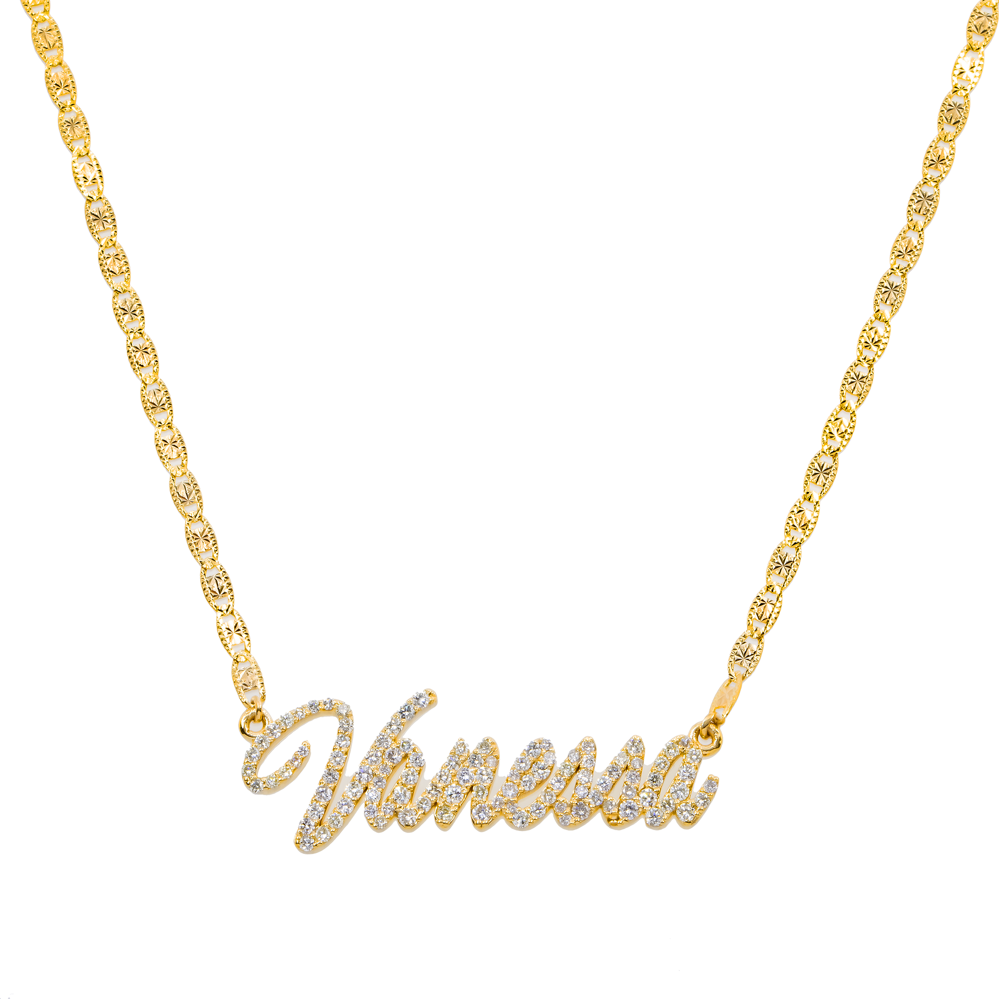 14K YELLOW GOLD DIAMOND CUSTOM NAME NECKLACE OMI Jewelry