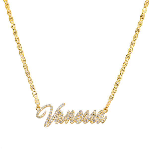 14K YELLOW GOLD DIAMOND CUSTOM NAME NECKLACE OMI Jewelry