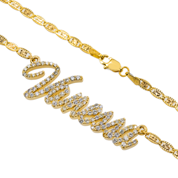 thumbnail image 2 of 14K Solid Yellow Gold Custom Personalized Name Necklace – Pendant & Chain 2 of 6