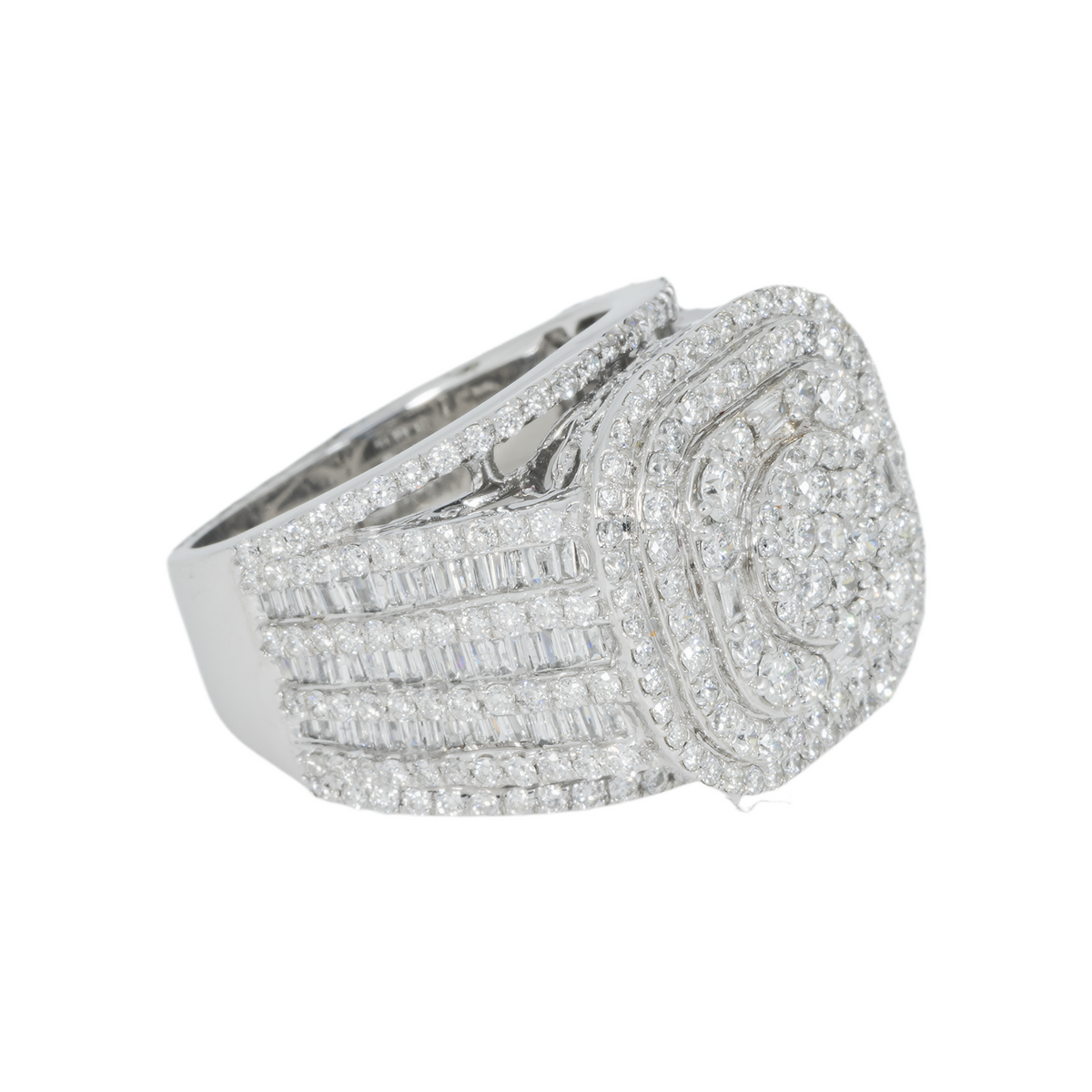 14K GOLD ROUND DIAMOND HALO CLUSTER RING 3.00 CT
