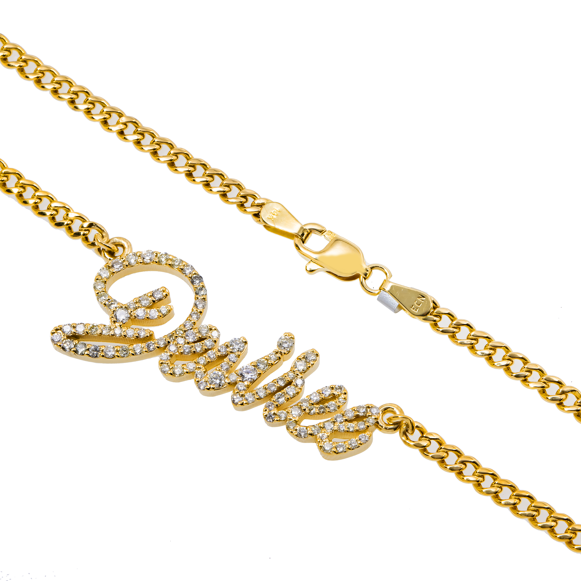 14K YELLOW GOLD DIAMOND CUSTOM NAME NECKLACE