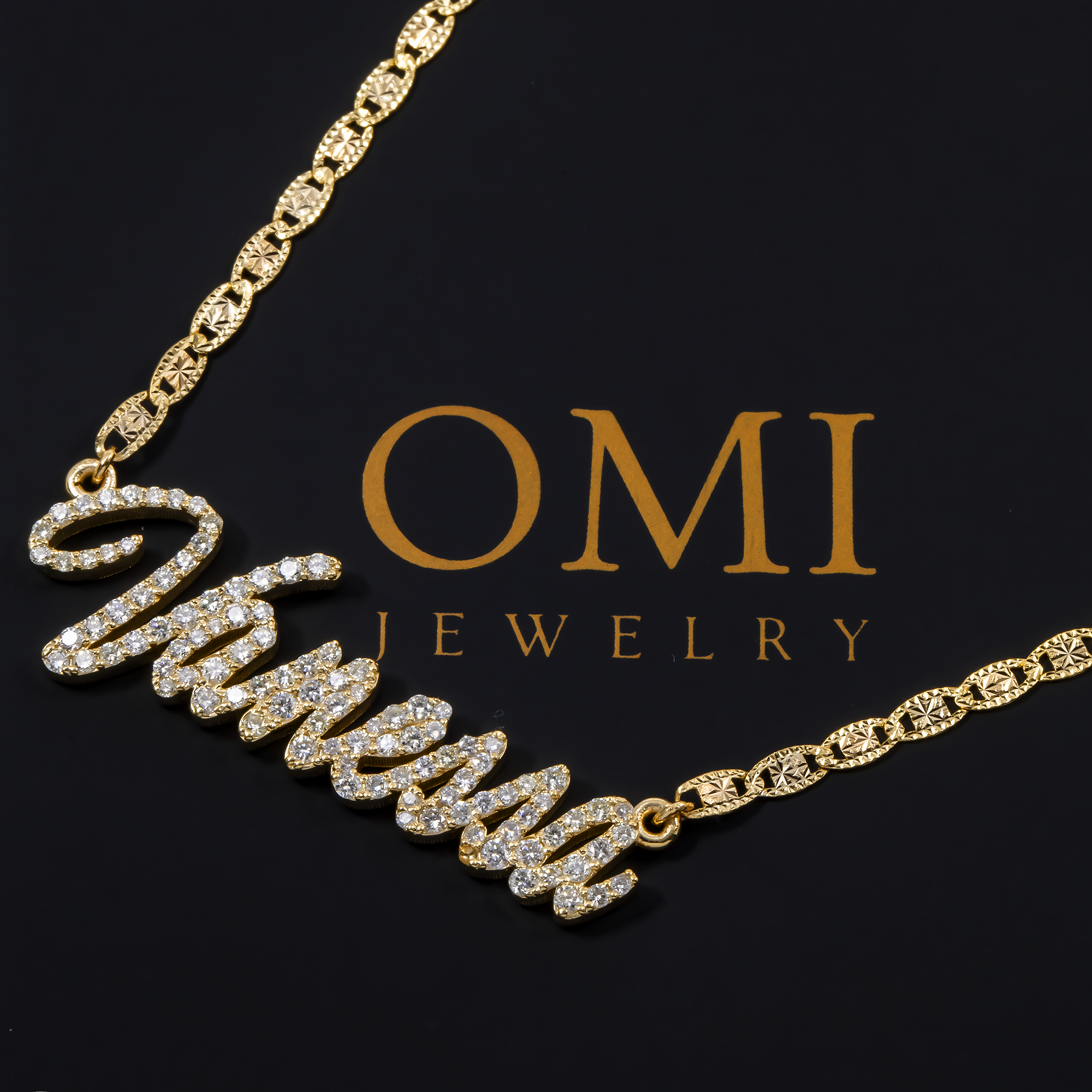 14K YELLOW GOLD DIAMOND CUSTOM NAME NECKLACE