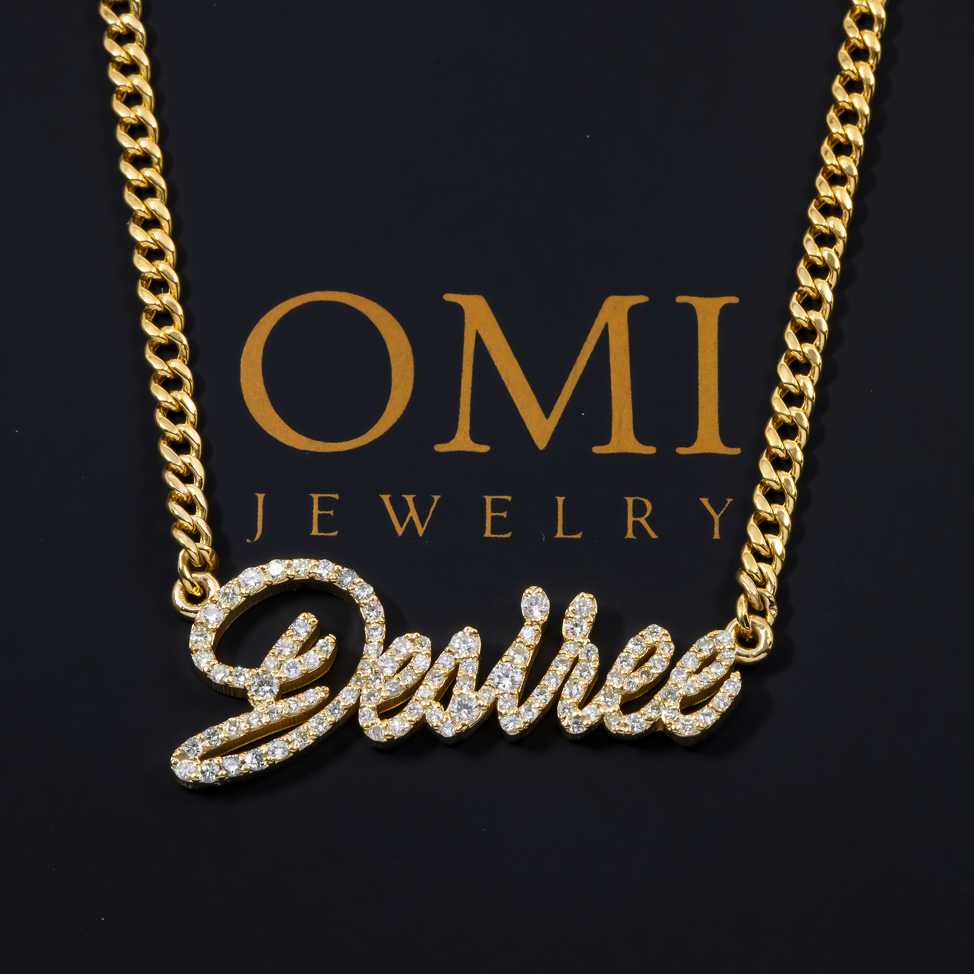14K YELLOW GOLD DIAMOND CUSTOM NAME NECKLACE