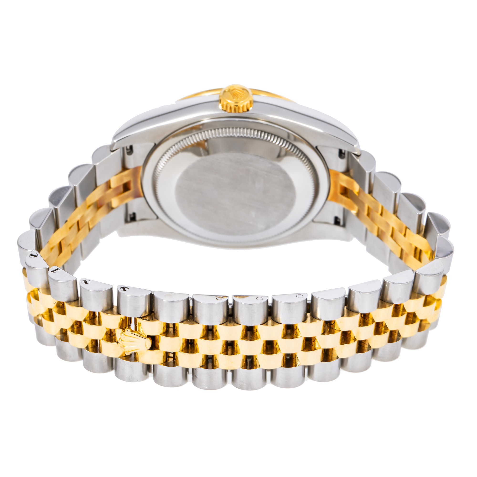 Rolex Datejust 36MM 116243 Silver Floral Arabic Dial Diamond Bezel Two Tone Yellow Gold Jubilee Bracelet