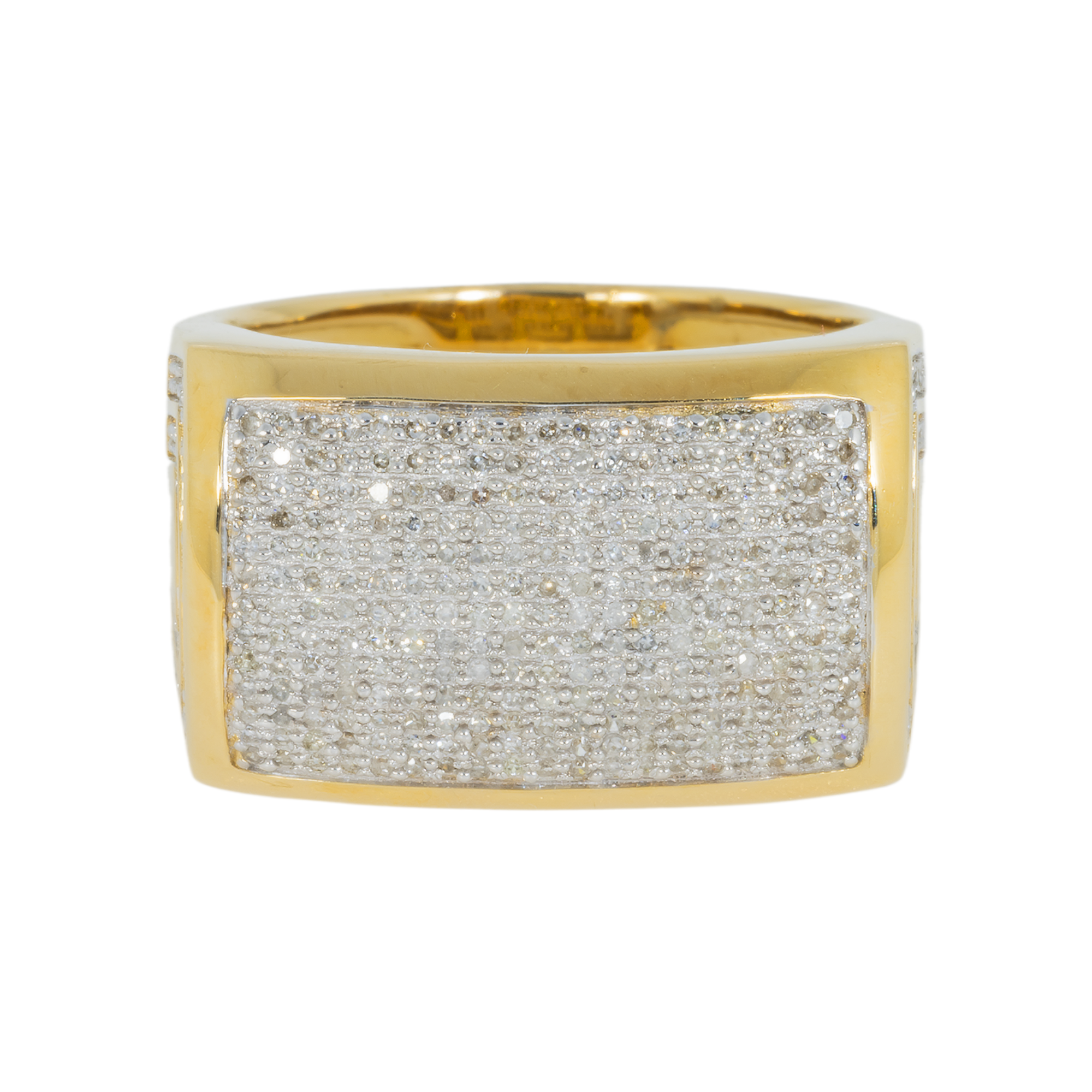 10K GOLD DIAMOND RECTANGULAR STATEMENT RING 0.85 CT