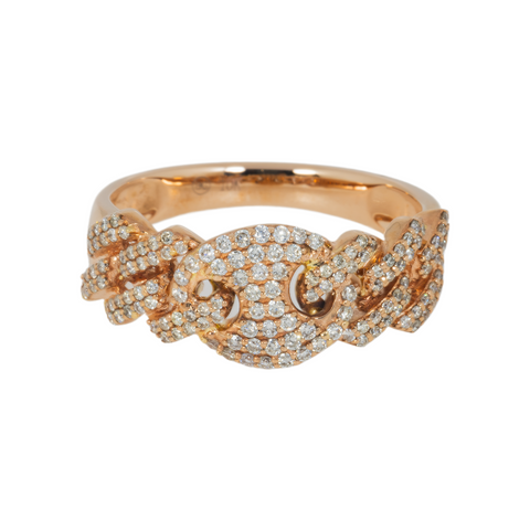 10K GOLD DIAMOND SQUARE LINK MIAMI CUBAN AND DESIGNER LINK RING 0.60 CT