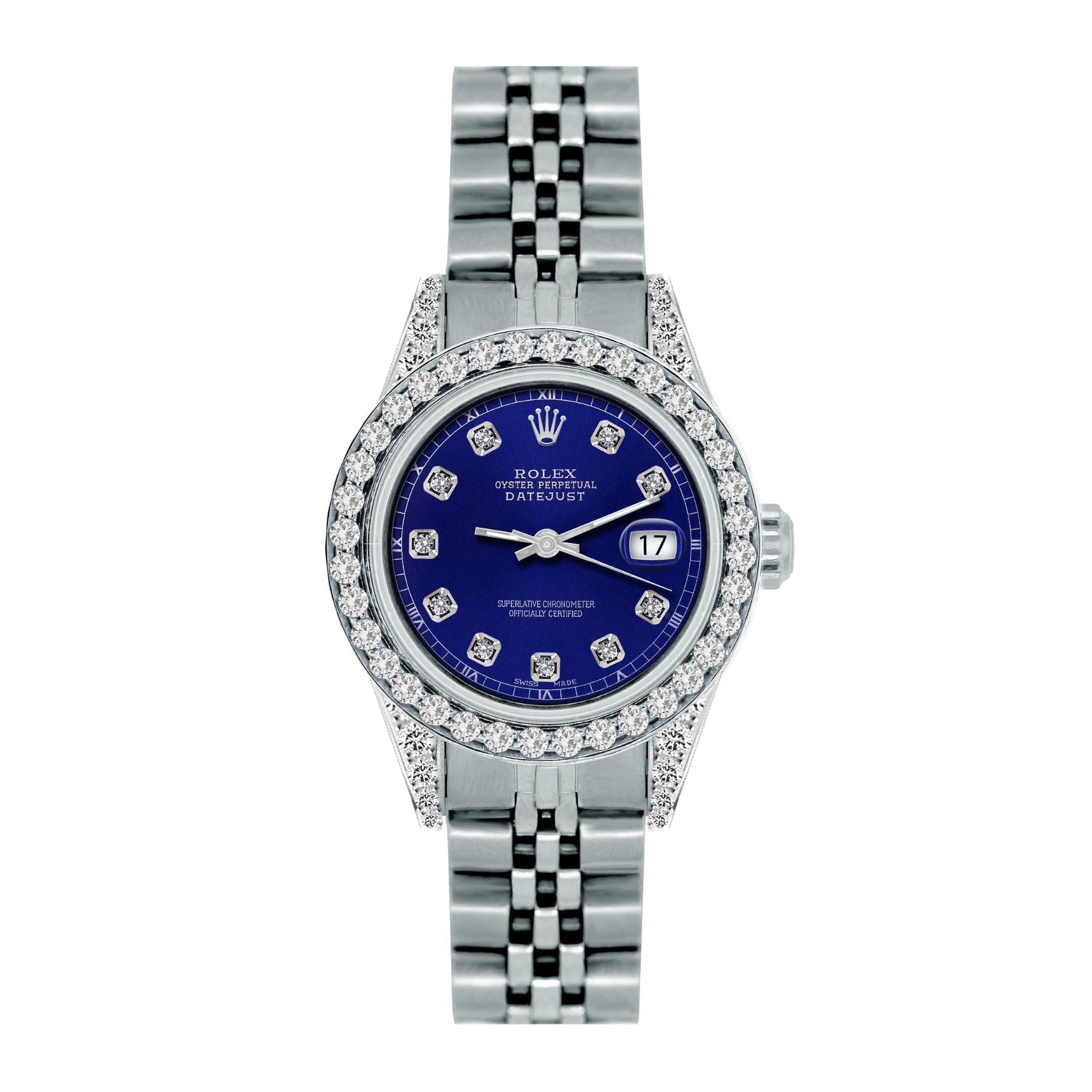 Rolex Datejust 26MM 6916 Blue Diamond Dial Diamond Bezel Stainless Steel Jubilee Bracelet 1.2ct
