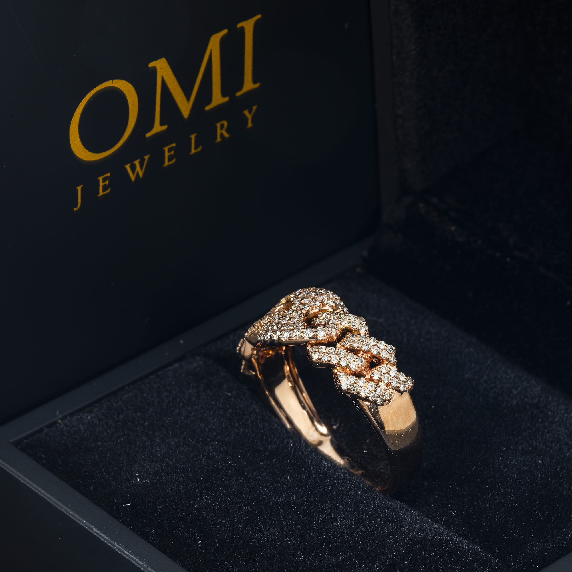 10K GOLD DIAMOND SQUARE LINK MIAMI CUBAN AND DESIGNER LINK RING 0.60 CT