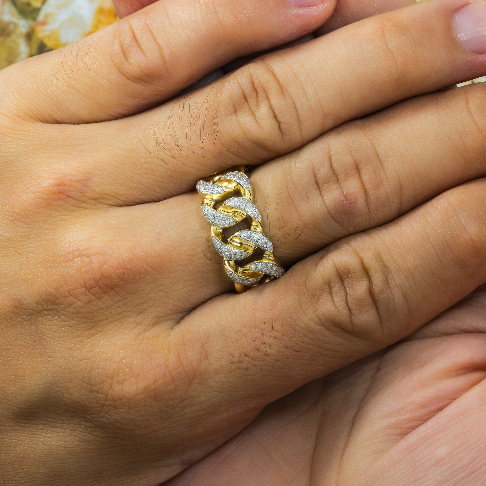 10K GOLD DIAMOND MIAMI CUBAN RING 0.50 CT