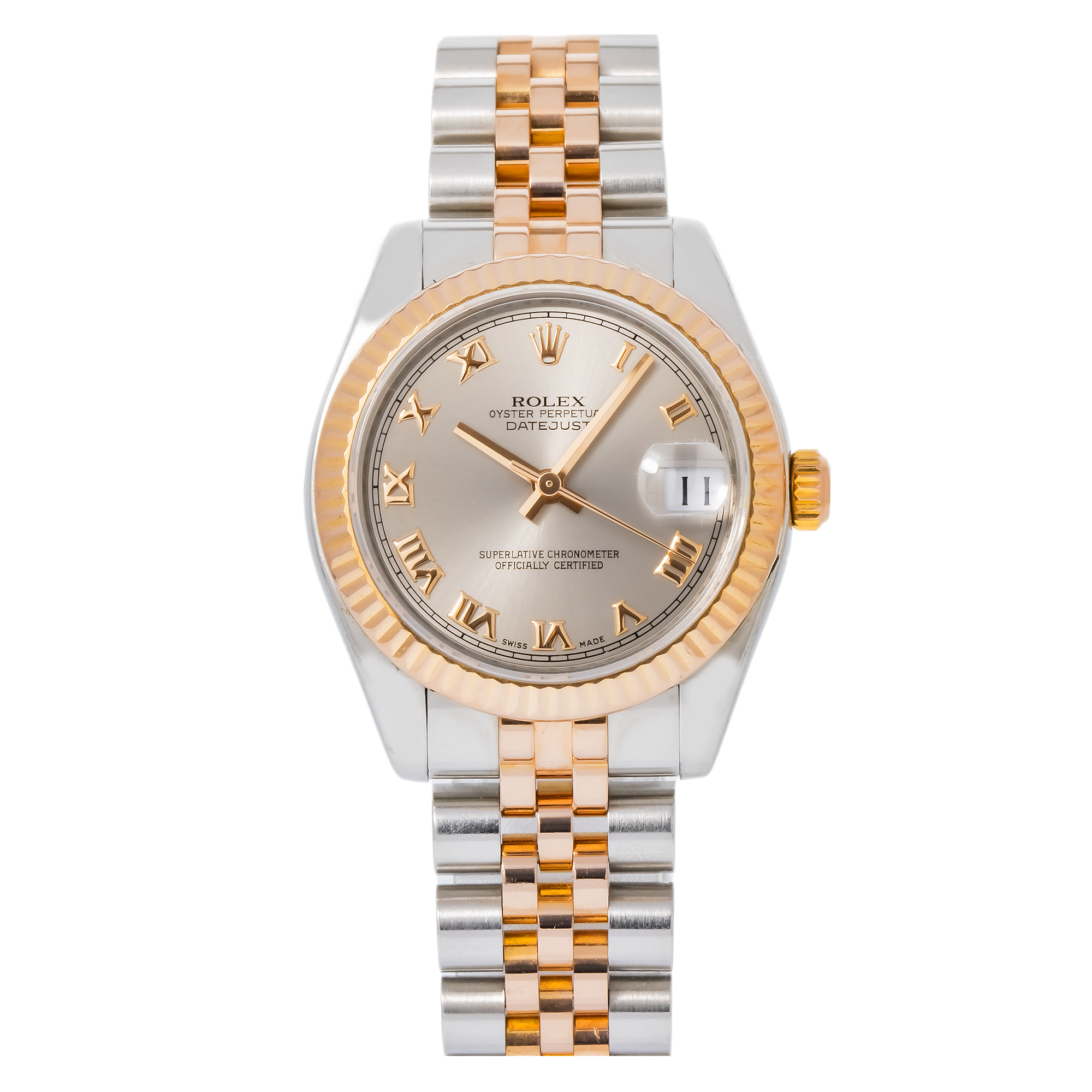 Rolex Datejust 31MM 178271 Silver Roman Dial Rose Gold Fluted