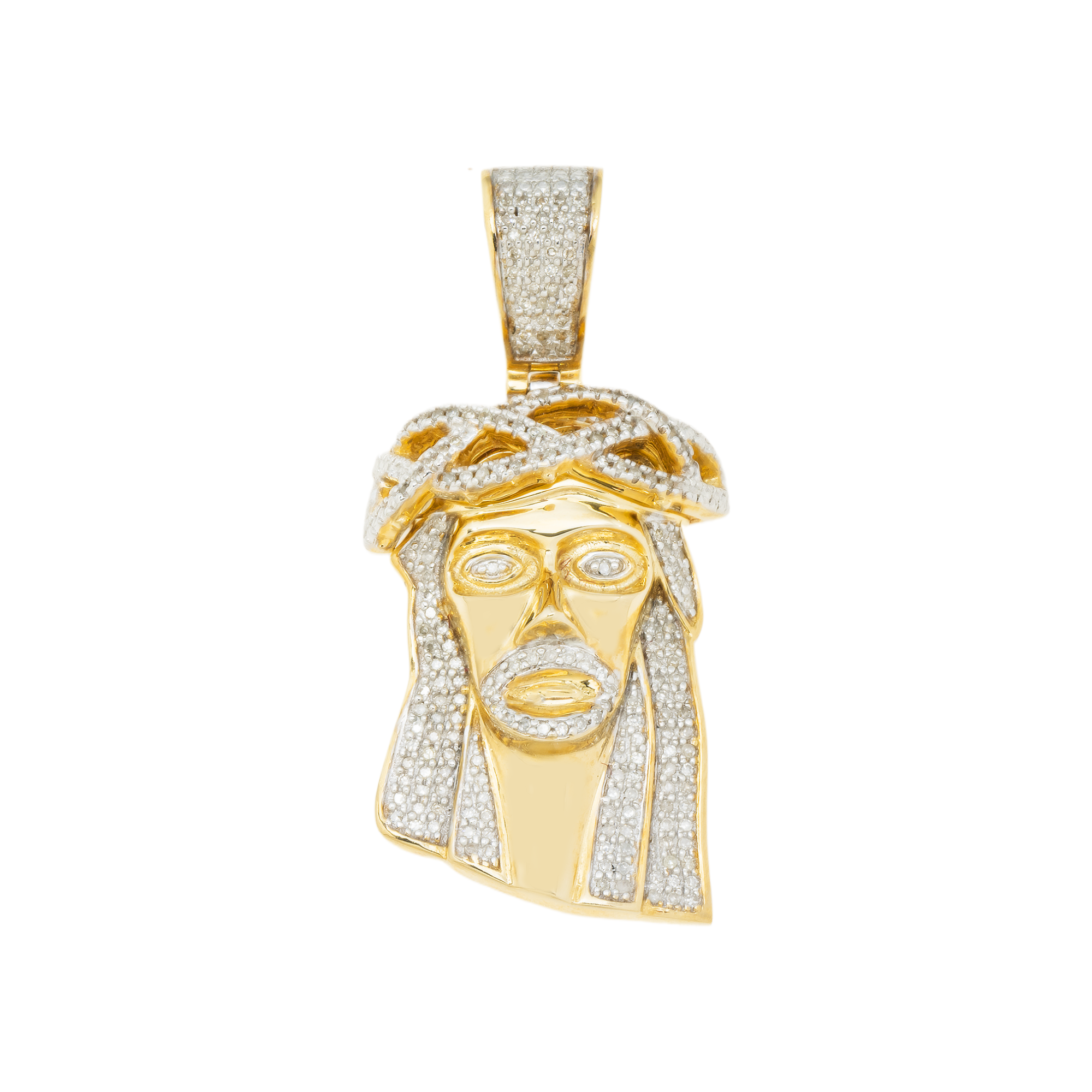 10K GOLD DIAMOND JESUS PENDANT 0.50 CT