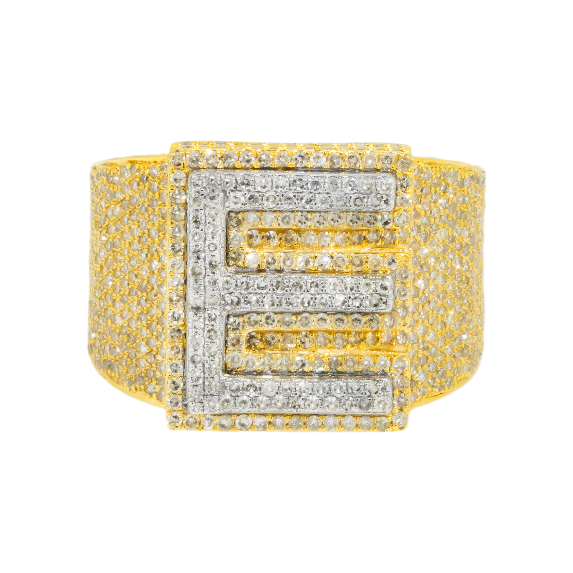 10K GOLD DIAMOND INITIAL LETTER E STATEMENT RING 2.48 CT