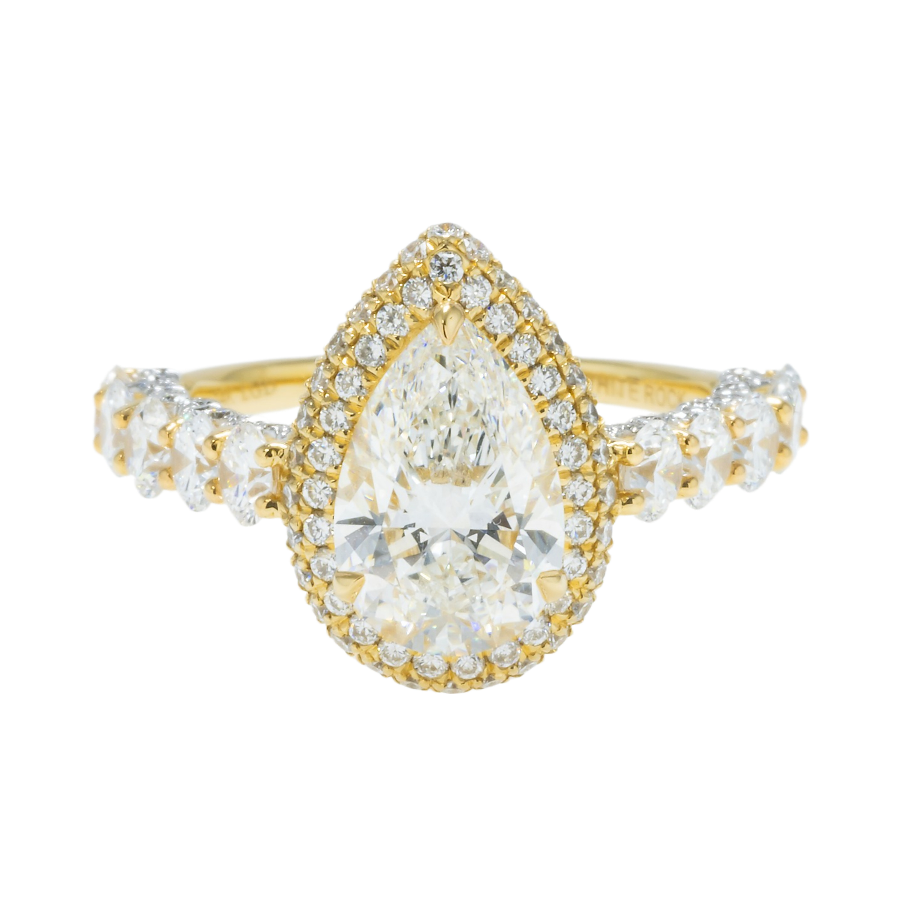 14K GOLD PEAR CUT DIAMOND HALO ENGAGEMENT RING 4.00 CTW