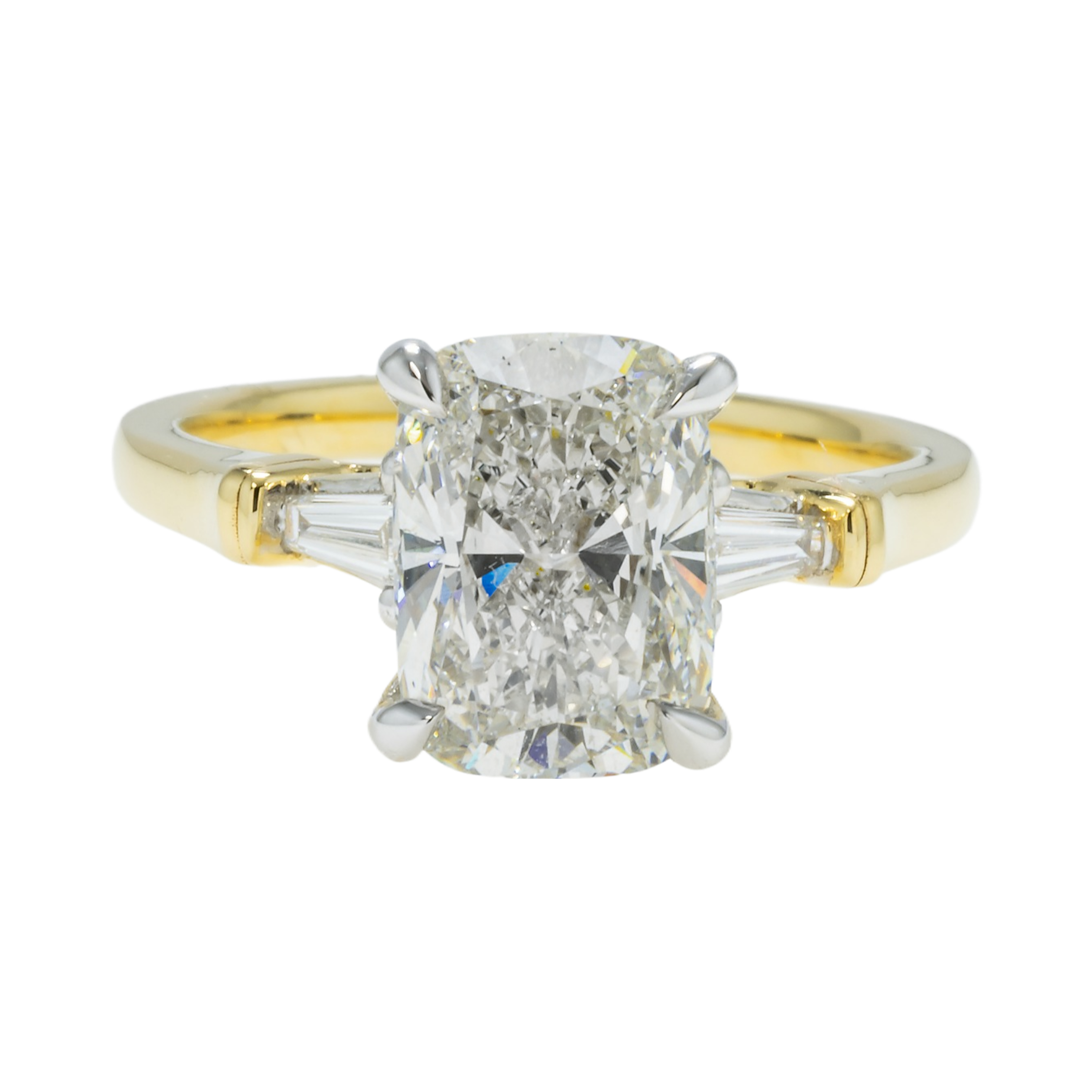 14K GOLD CUSHION CUT DIAMOND ENGAGEMENT RING 3.19 CTW