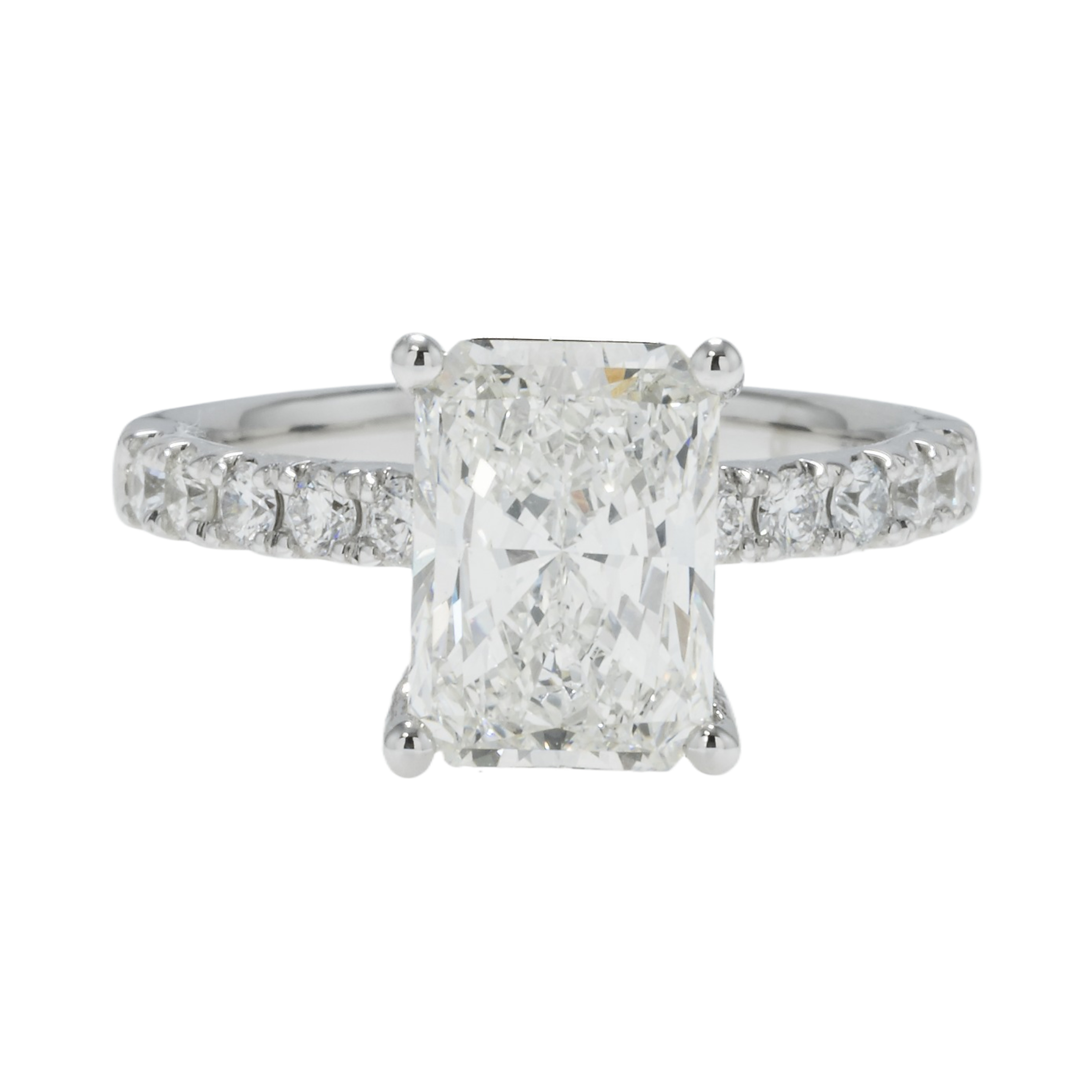 14K GOLD RADIANT CUT LAB DIAMOND BAND ENGAGEMENT RING 3.57 CTW