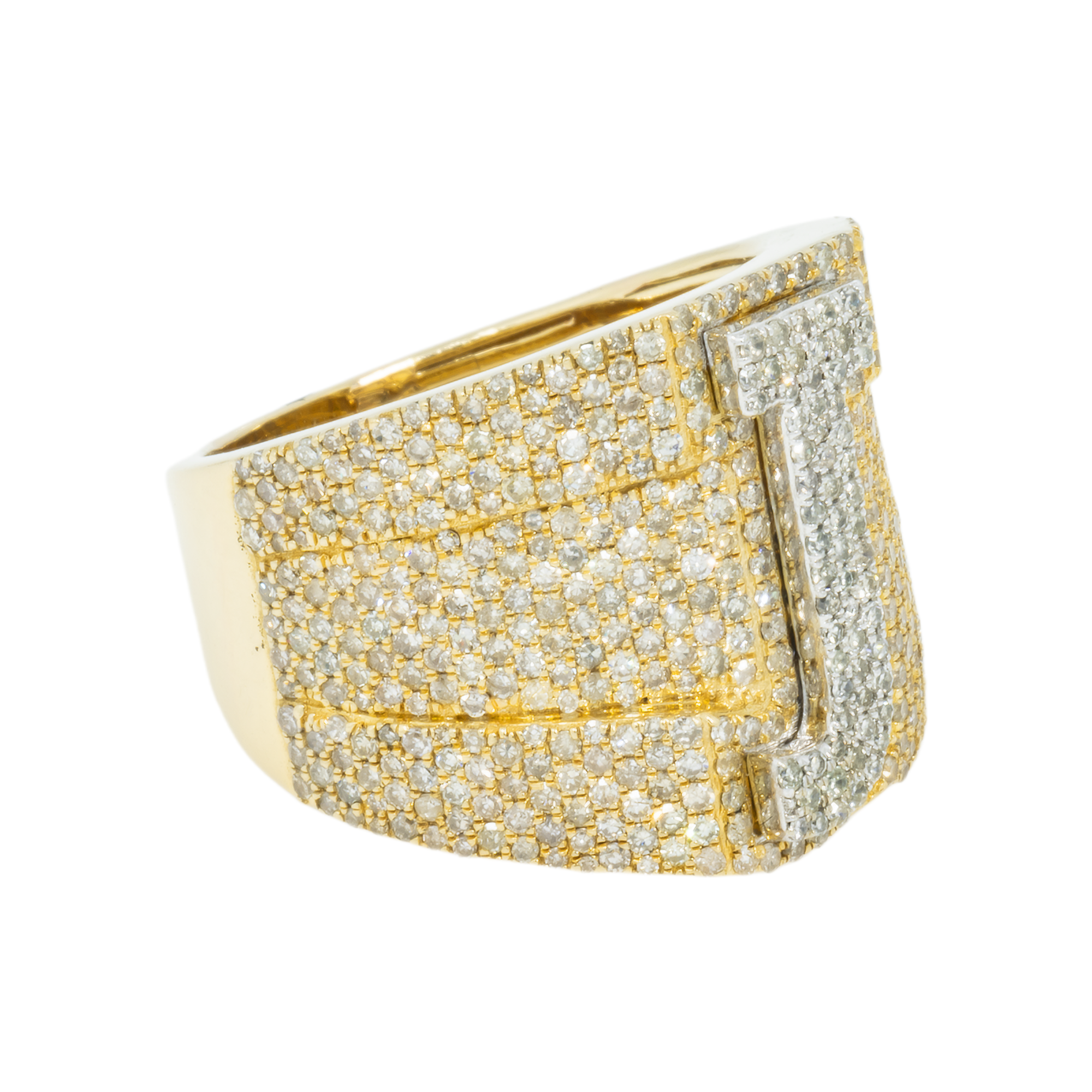 10K GOLD DIAMOND INITIAL LETTER J STATEMENT RING 3.20 CT