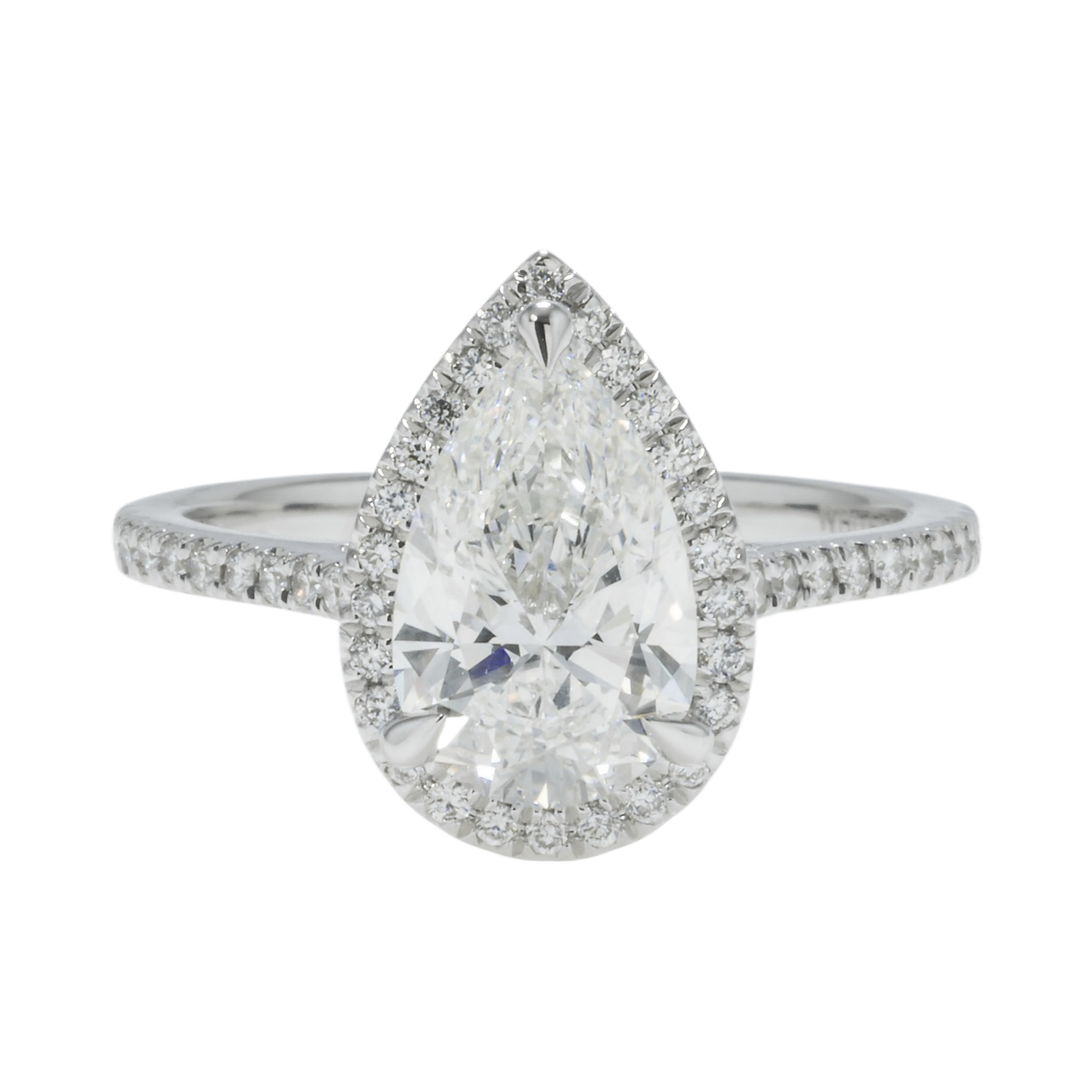 14K GOLD PEAR CUT DIAMOND HALO ENGAGEMENT RING 2.30 CTW