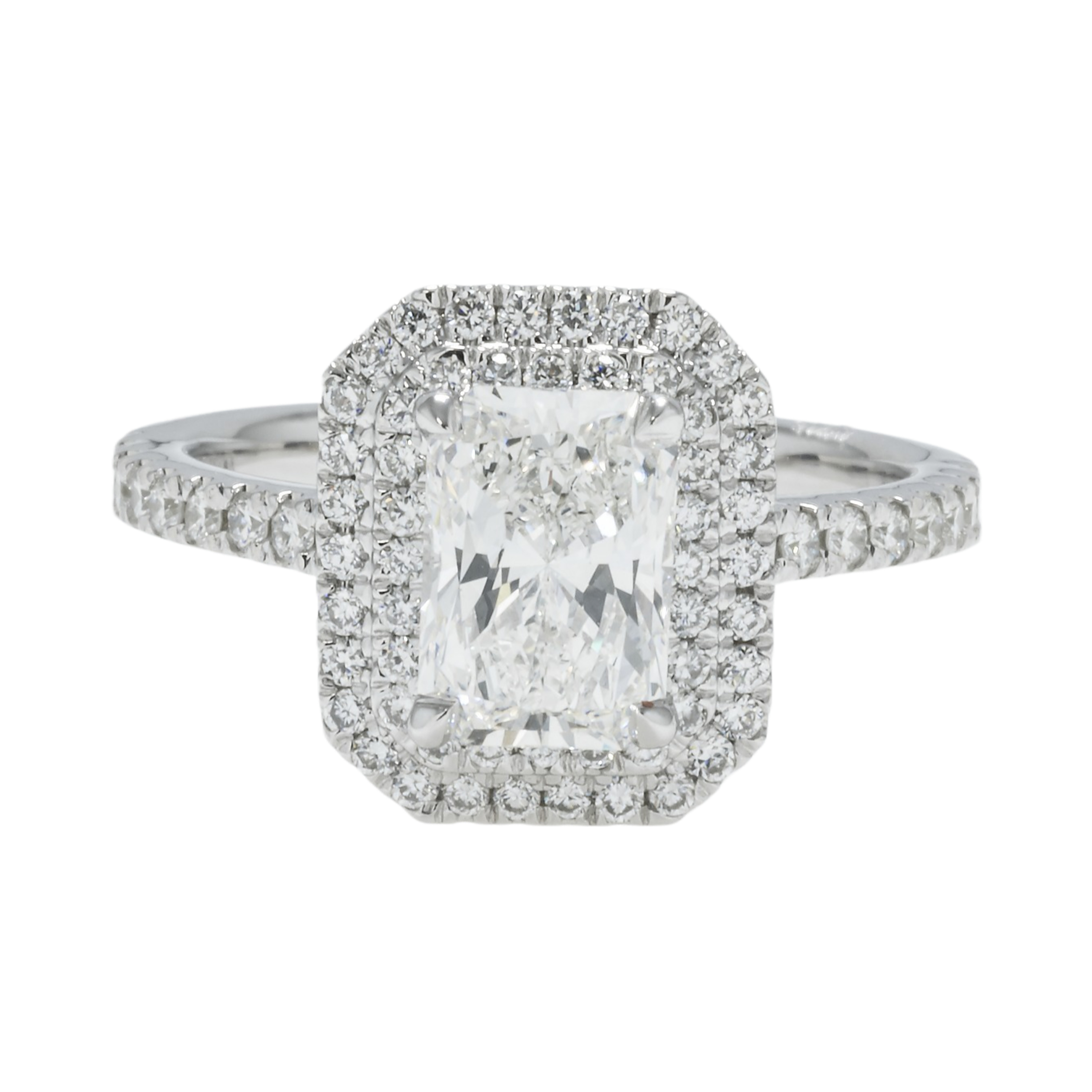 14K GOLD RADIANT CUT HALO DIAMOND BAND ENGAGEMENT RING 2.00 CTW
