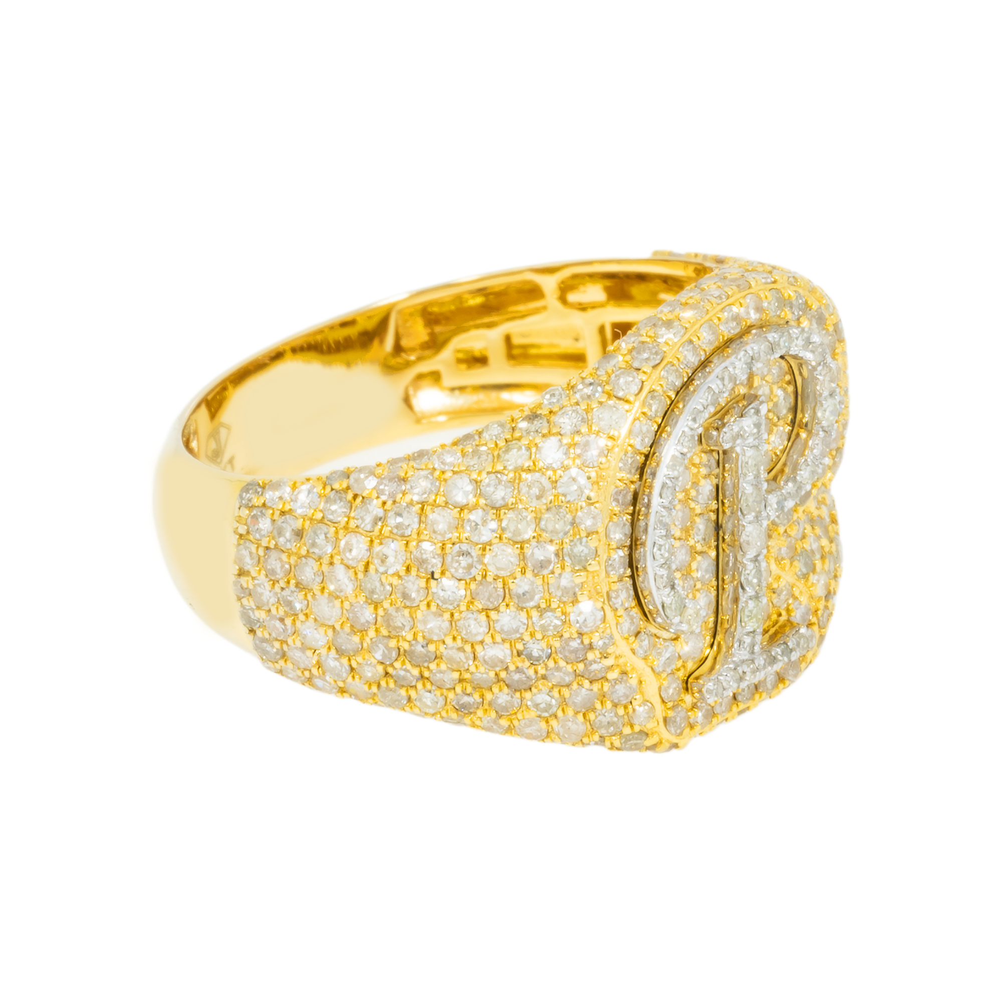 10K GOLD DIAMOND INITIAL LETTER P STATEMENT RING 2.68 CT
