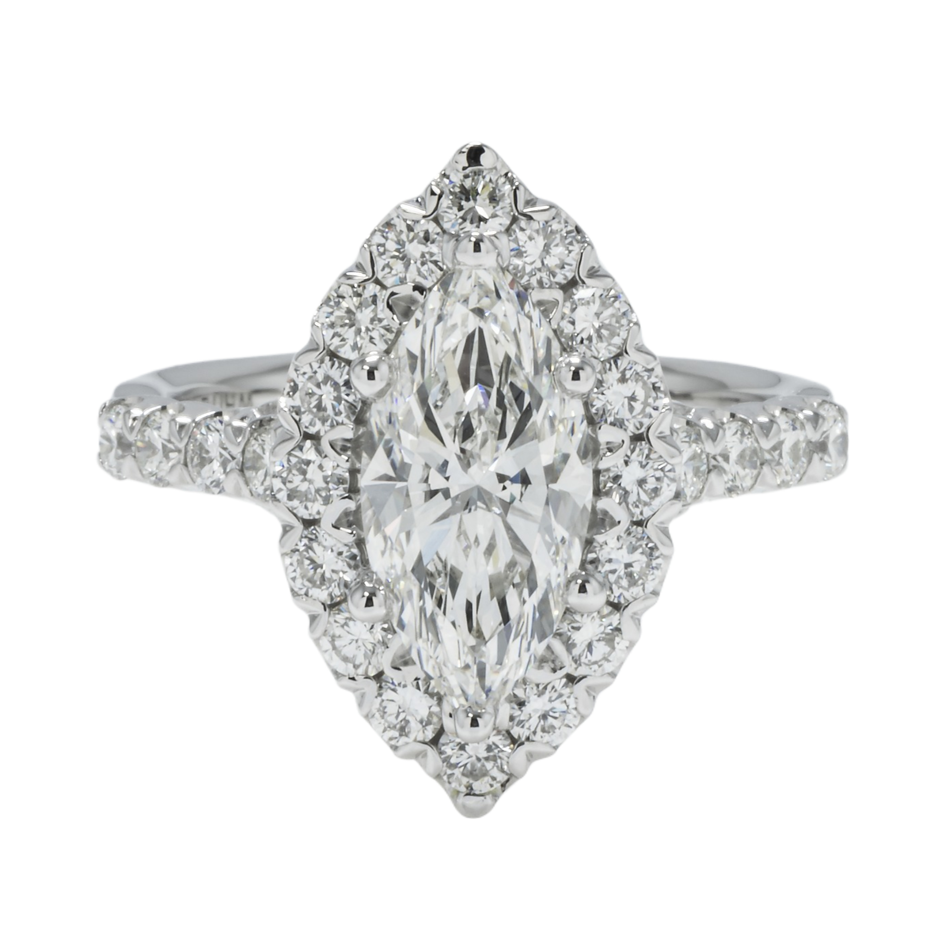 14K GOLD MARQUISE HALO DIAMOND BAND ENGAGEMENT RING 3.00 CTW