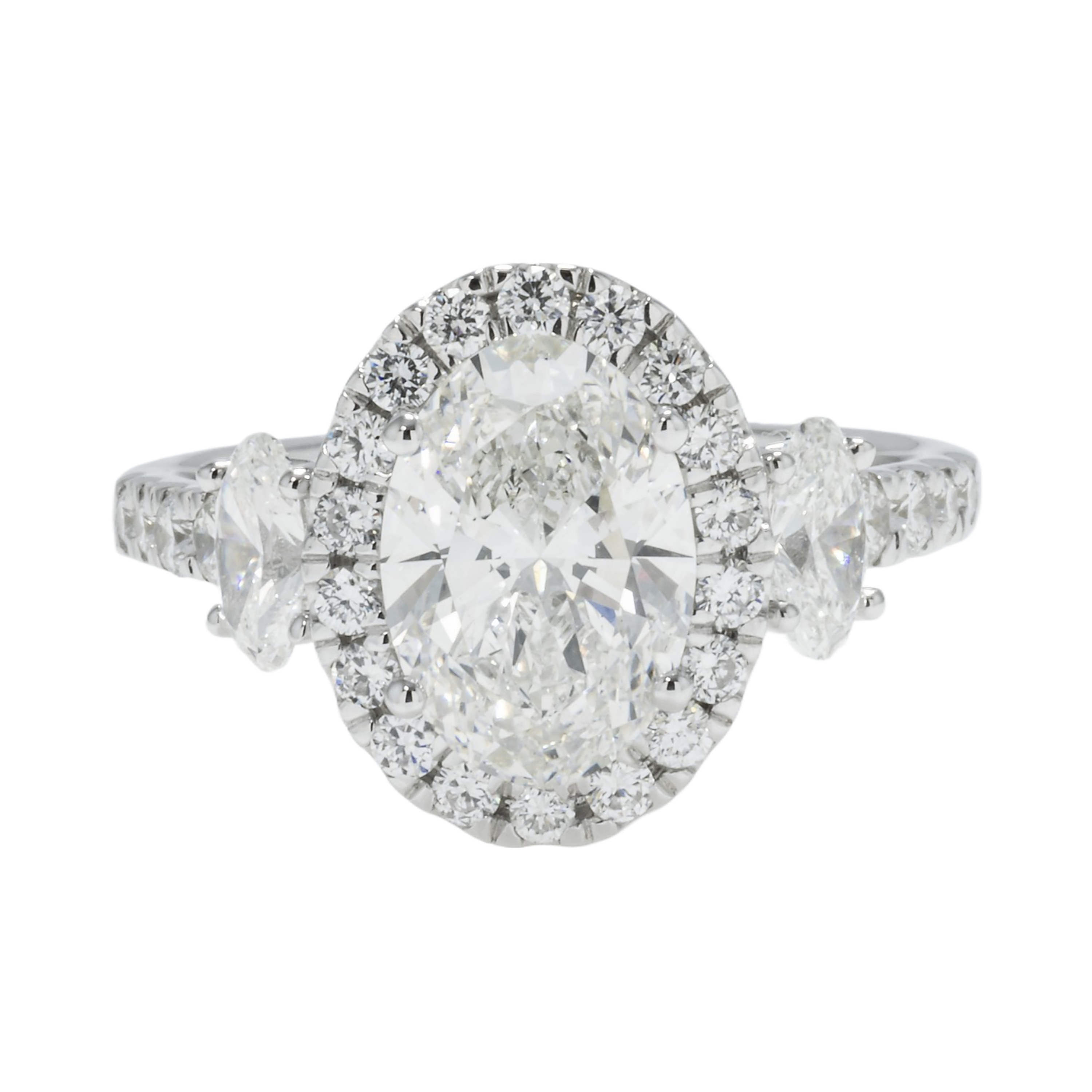 14K GOLD OVAL DIAMOND HALO ENGAGEMENT RING 3.25 CTW