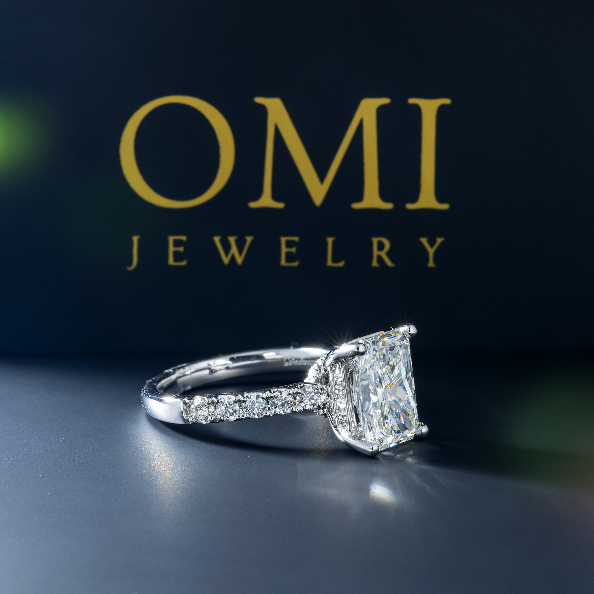 14K GOLD RADIANT CUT LAB DIAMOND BAND ENGAGEMENT RING 3.57 CTW