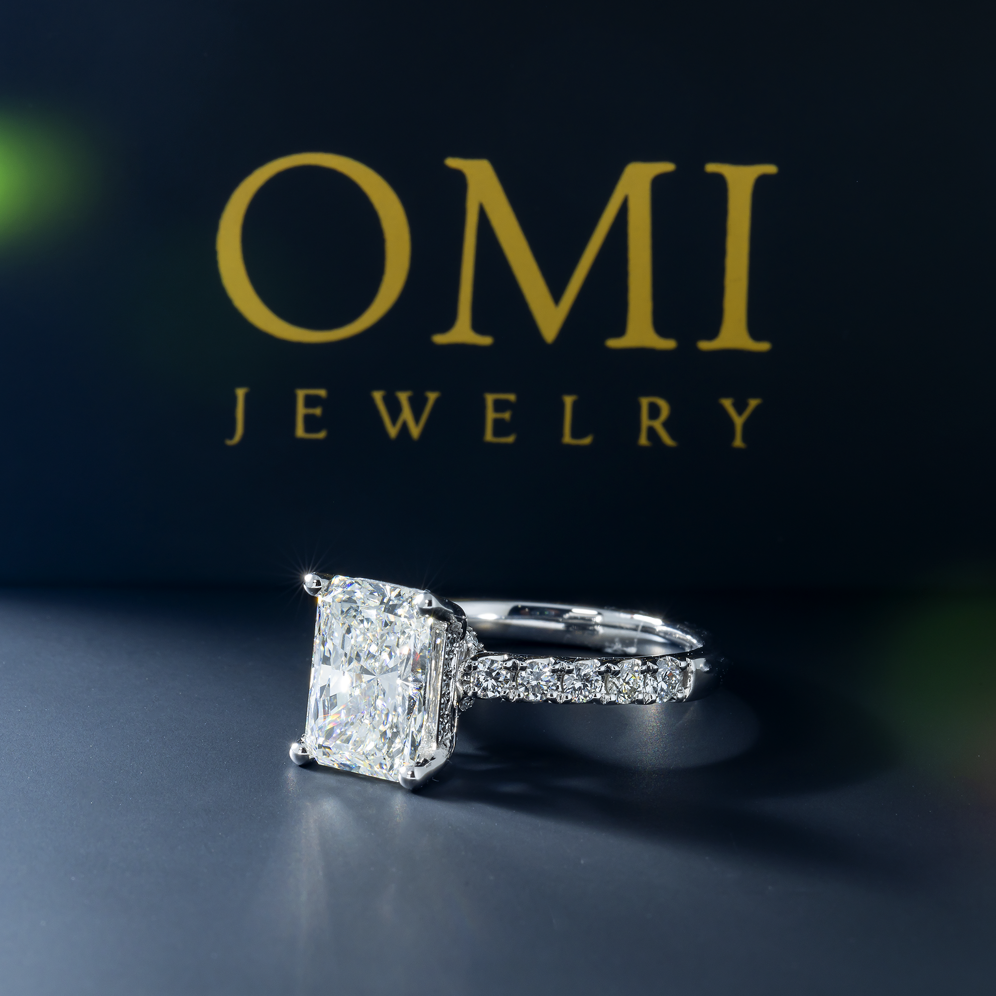 14K GOLD RADIANT CUT LAB DIAMOND BAND ENGAGEMENT RING 3.57 CTW