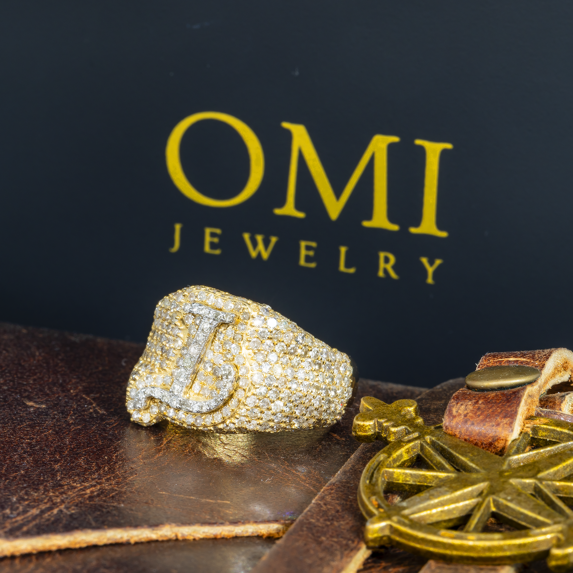 10K GOLD DIAMOND INITIAL LETTER L STATEMENT RING 2.75 CT