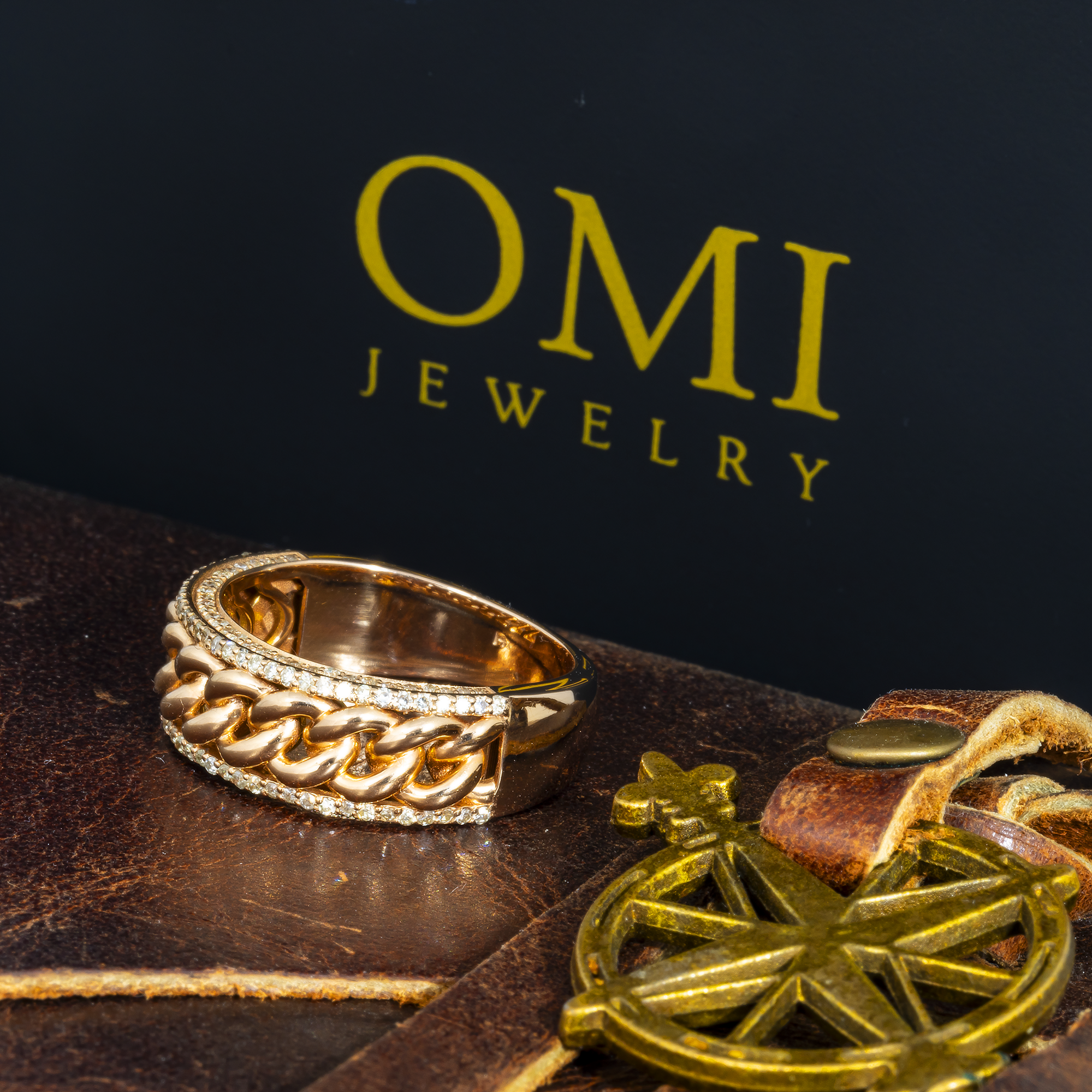 14K GOLD DIAMOND CUBAN LINK RING 0.75 CT