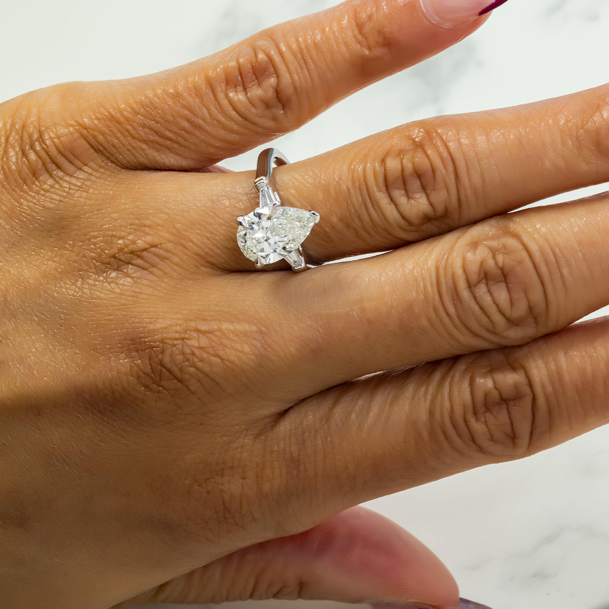 14K GOLD PEAR CUT DIAMOND ENGAGEMENT RING 3.20 CTW