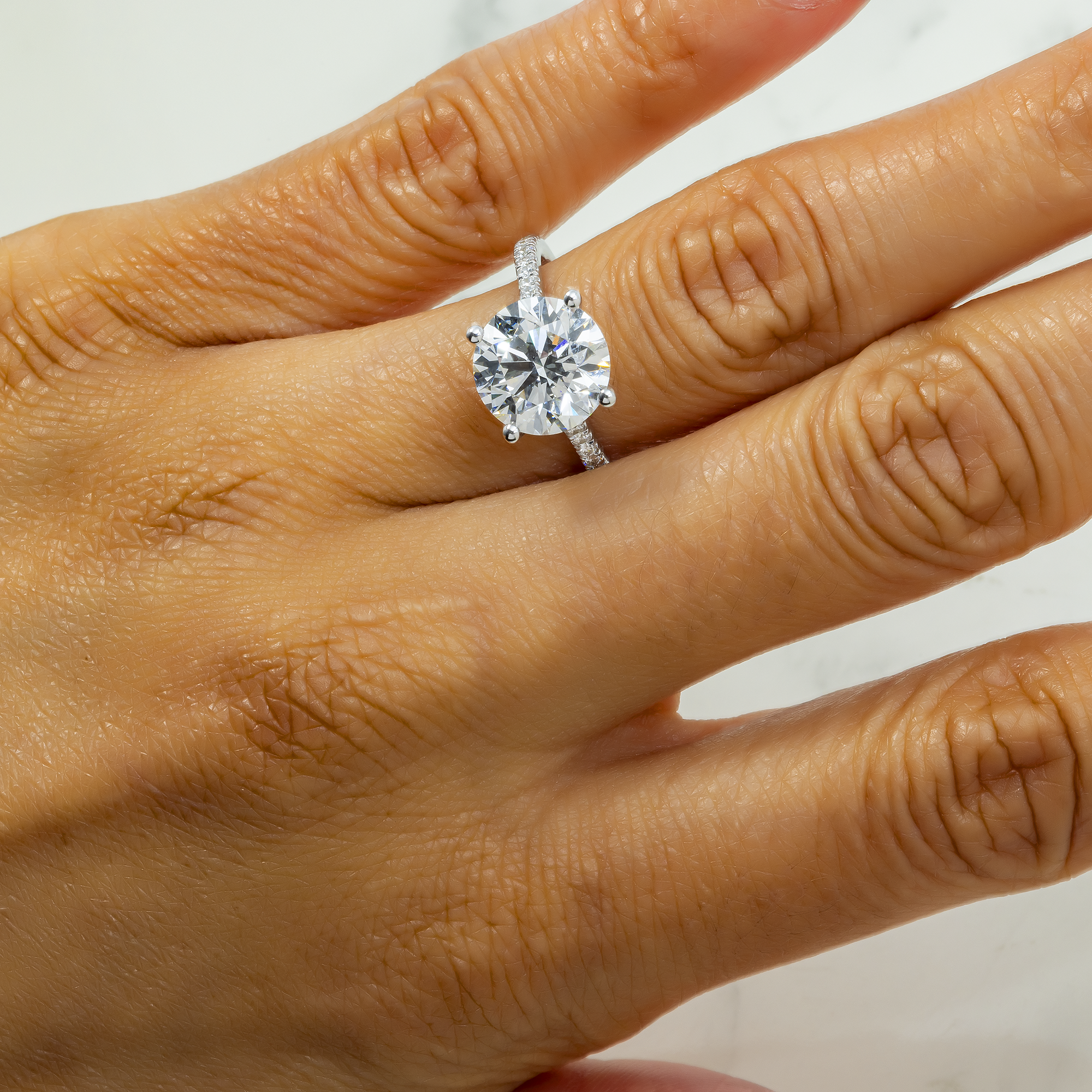 14K GOLD ROUND SOLITAIRE DIAMOND ENGAGEMENT RING 4.33 CTW