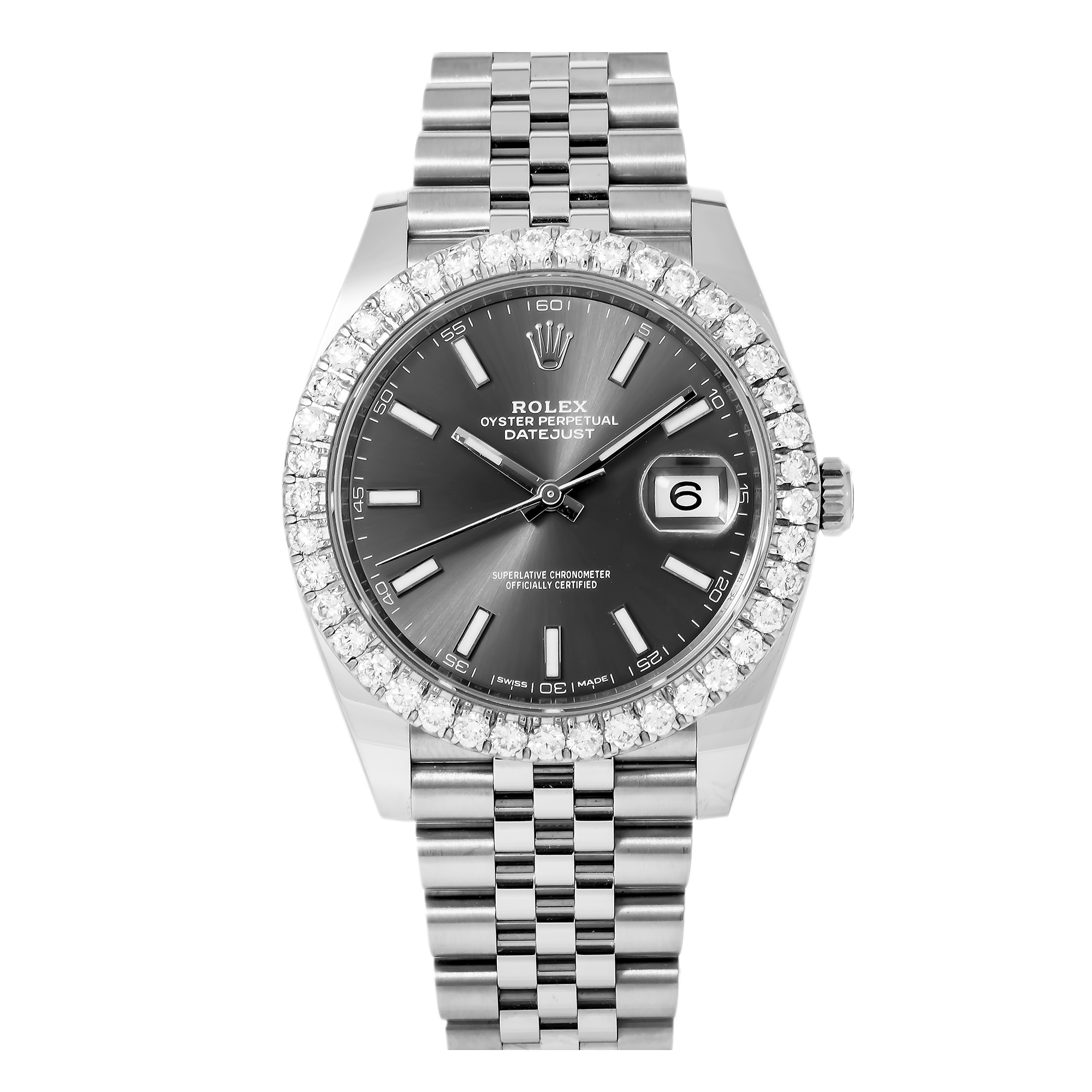 Rolex Datejust 41MM 126300 Black Dial Diamond Bezel Stainless Steel Jubilee Bracelet
