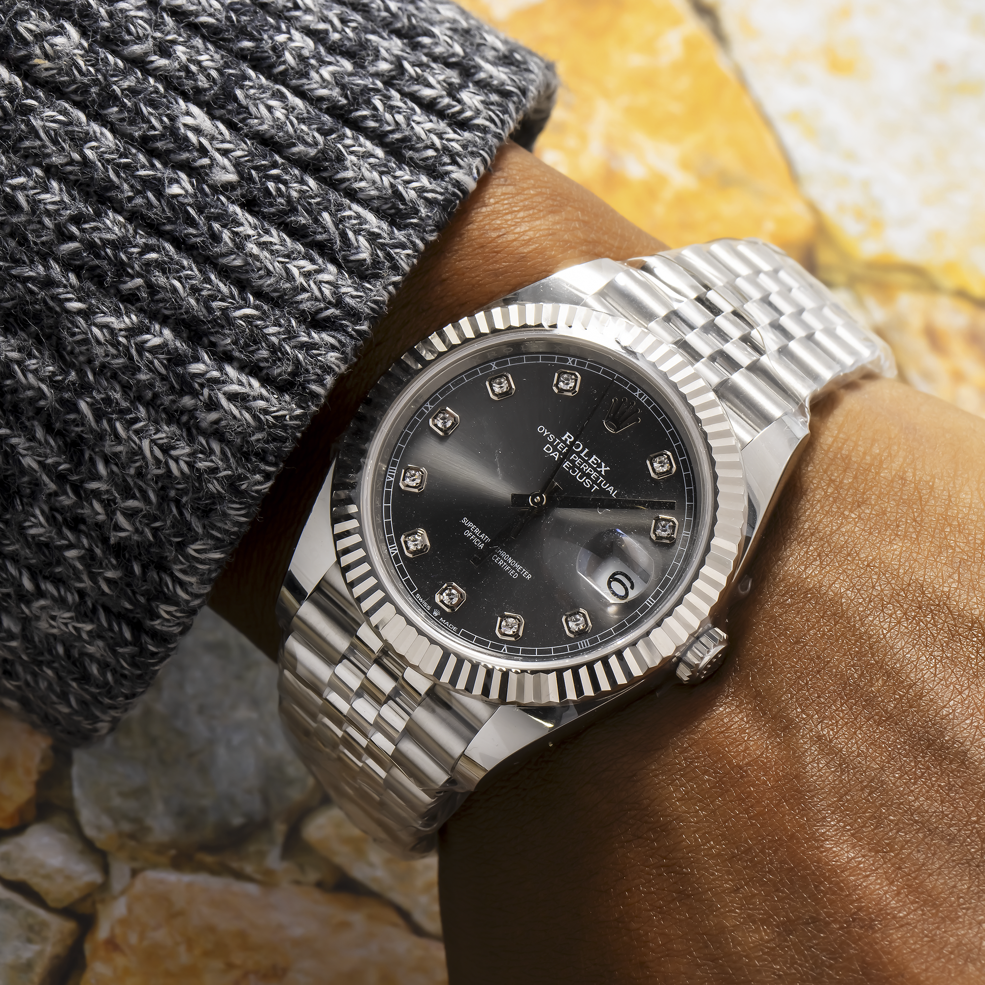 ROLEX DATEJUST 126334 41MM BLACK DIAMOND DIAL AND STEINLESS STEEL OYSTER BRACELET